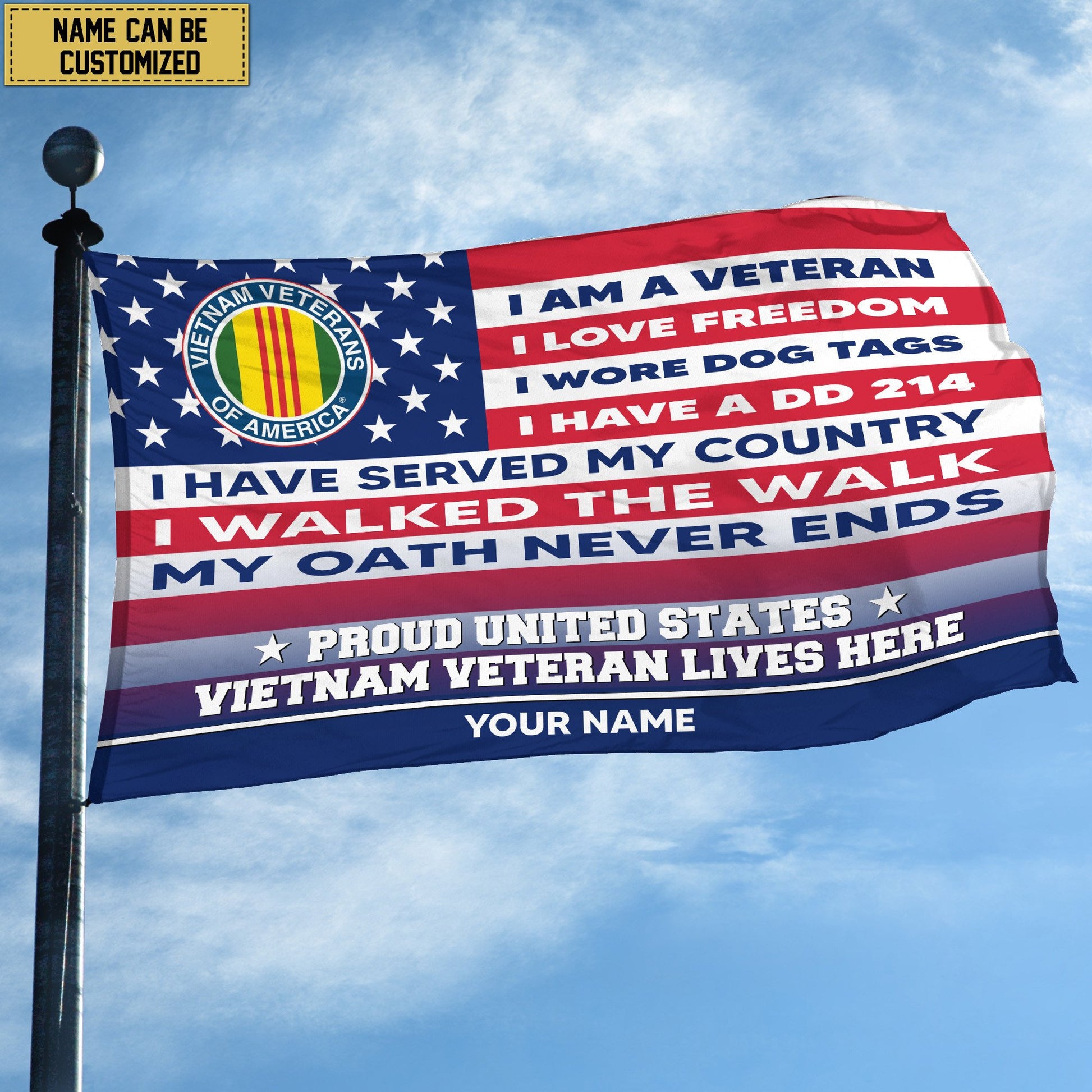 Vietnam Veteran Personalized American Flag, Gift For US Military Veteran, Vietnam Veteran Grommet Flag, Garden Flag, House Flag VPVC102906