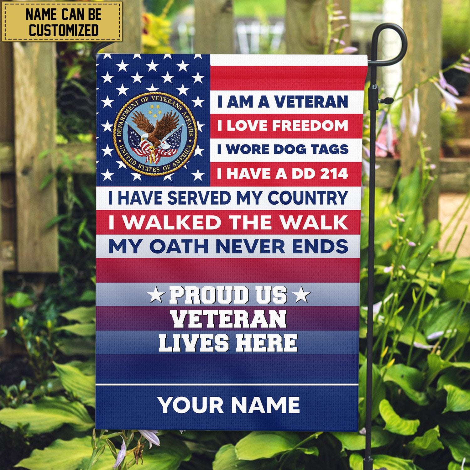 US Veteran Personalized American Flag, Gift For US Military Veteran, US Veteran Grommet Flag, Garden Flag, House Flag VPVC102907