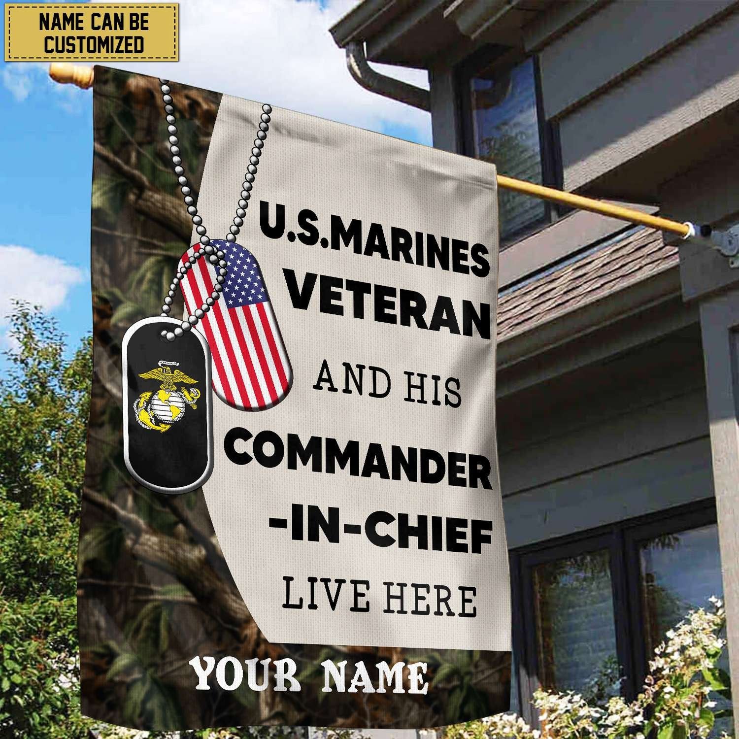 USMC Personalized American Flag, Gift For Marine Veteran , US Veteran Grommet Flag, Garden Flag, House Flag VPVC103003