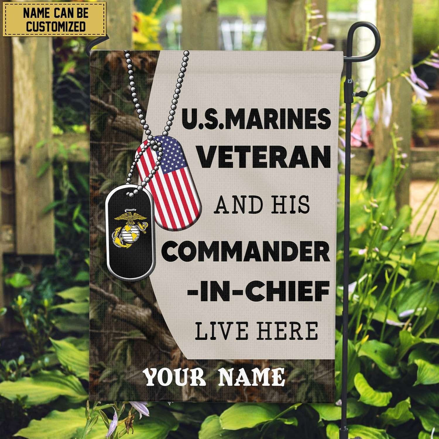 USMC Personalized American Flag, Gift For Marine Veteran , US Veteran Grommet Flag, Garden Flag, House Flag VPVC103003