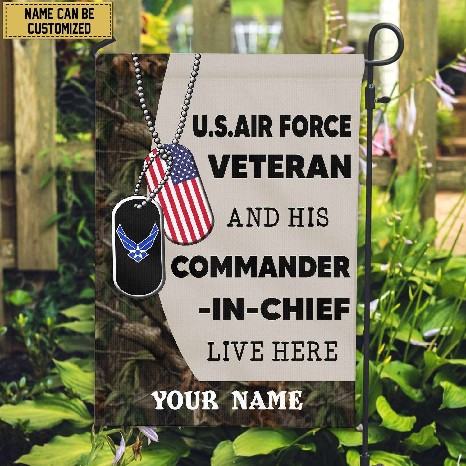 USAF Personalized American Flag, Gift For Air Force Veteran , US Veteran Grommet Flag, Garden Flag, House Flag VPVC103004