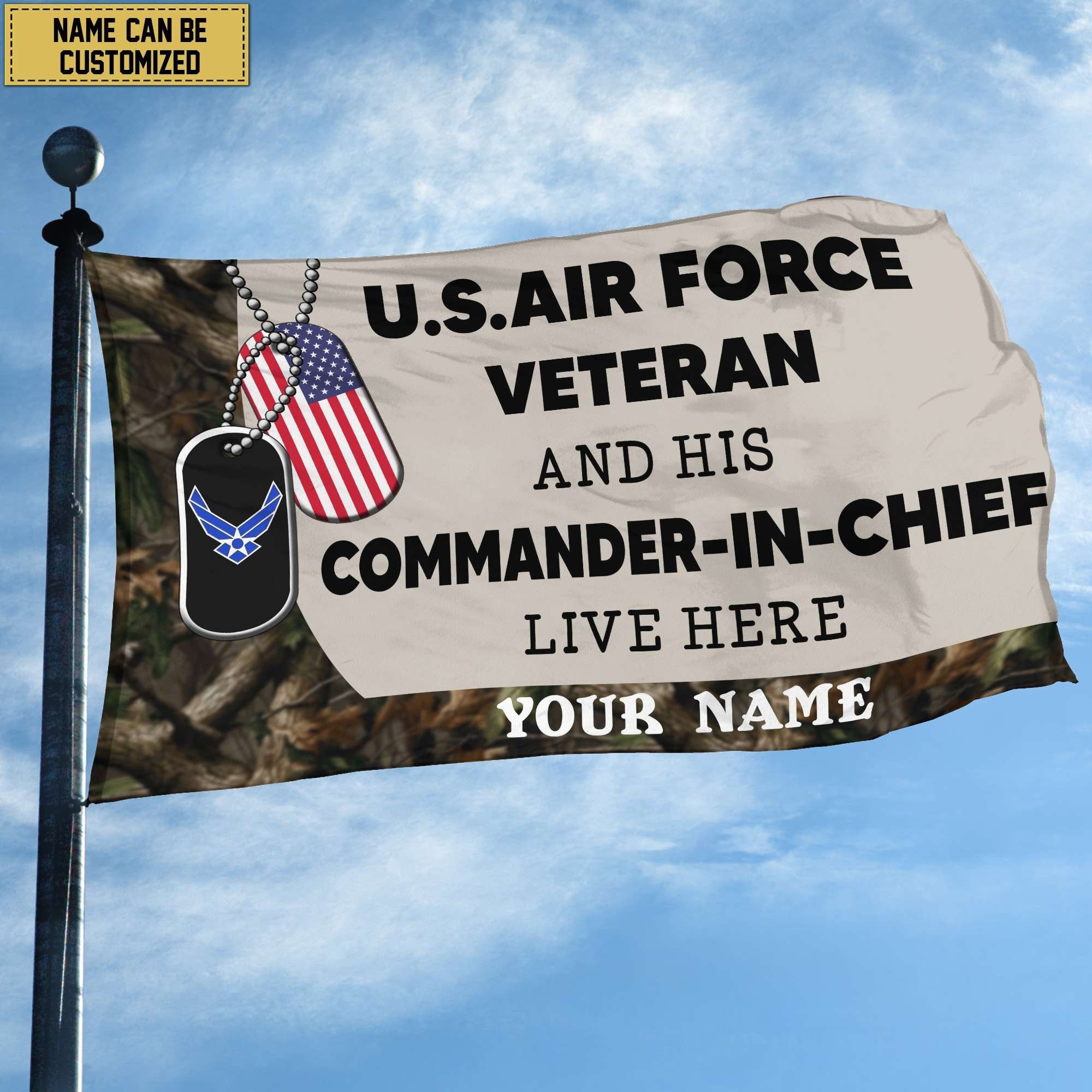USAF Personalized American Flag, Gift For Air Force Veteran , US Veteran Grommet Flag, Garden Flag, House Flag VPVC103004