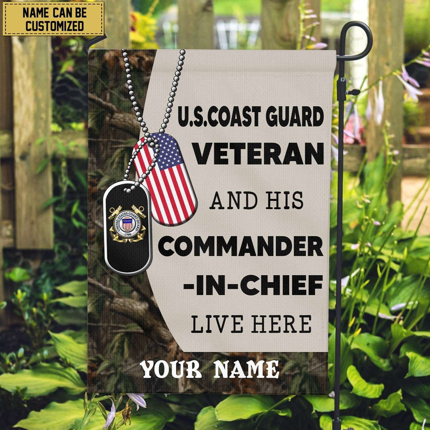 USCG Personalized American Flag, Gift For Coast Guard Veteran , US Veteran Grommet Flag, Garden Flag, House Flag VPVC103005