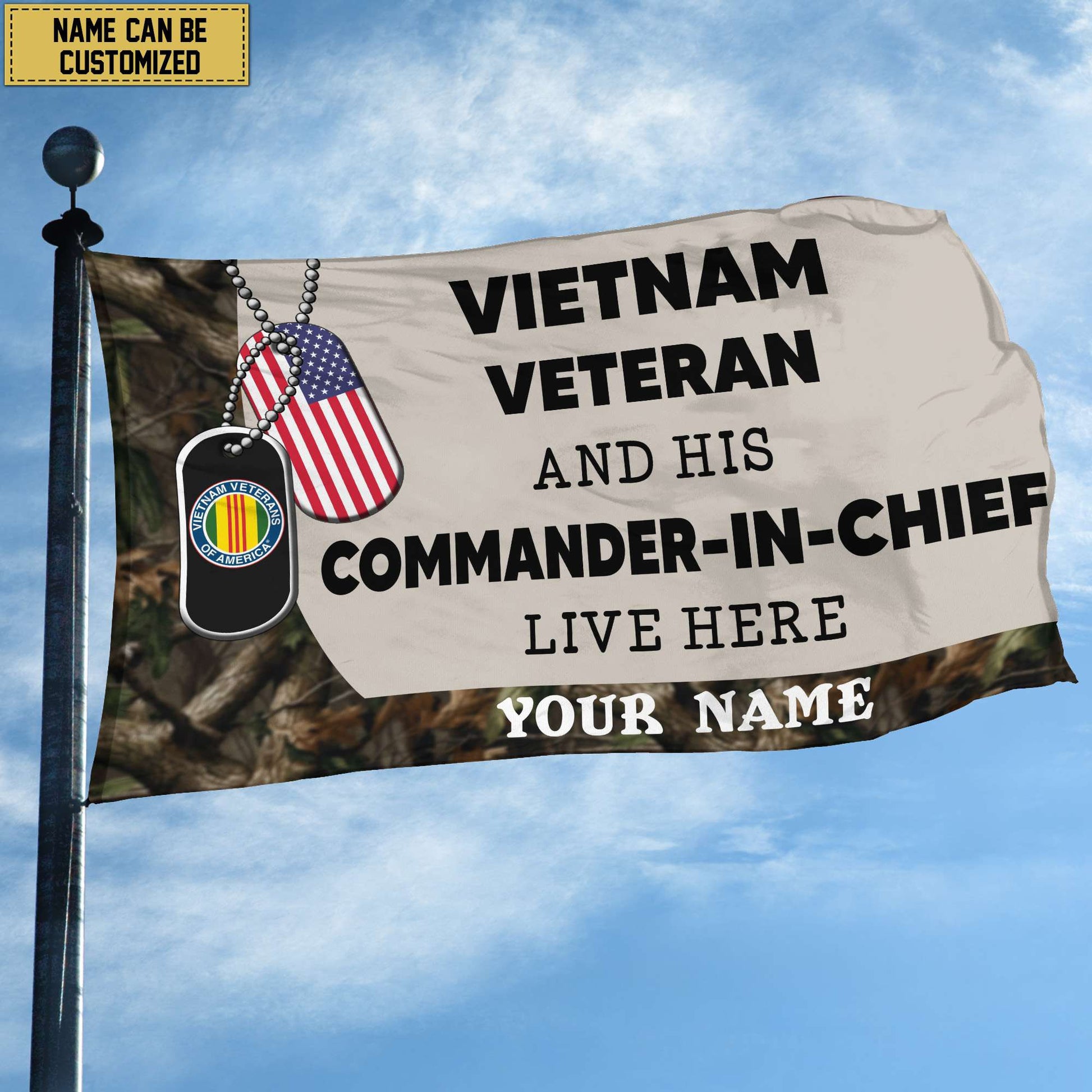 Vietnam Veteran Personalized American Flag, Gift For Vietnam Veteran , US Veteran Grommet Flag, Garden Flag, House Flag VPVC103006
