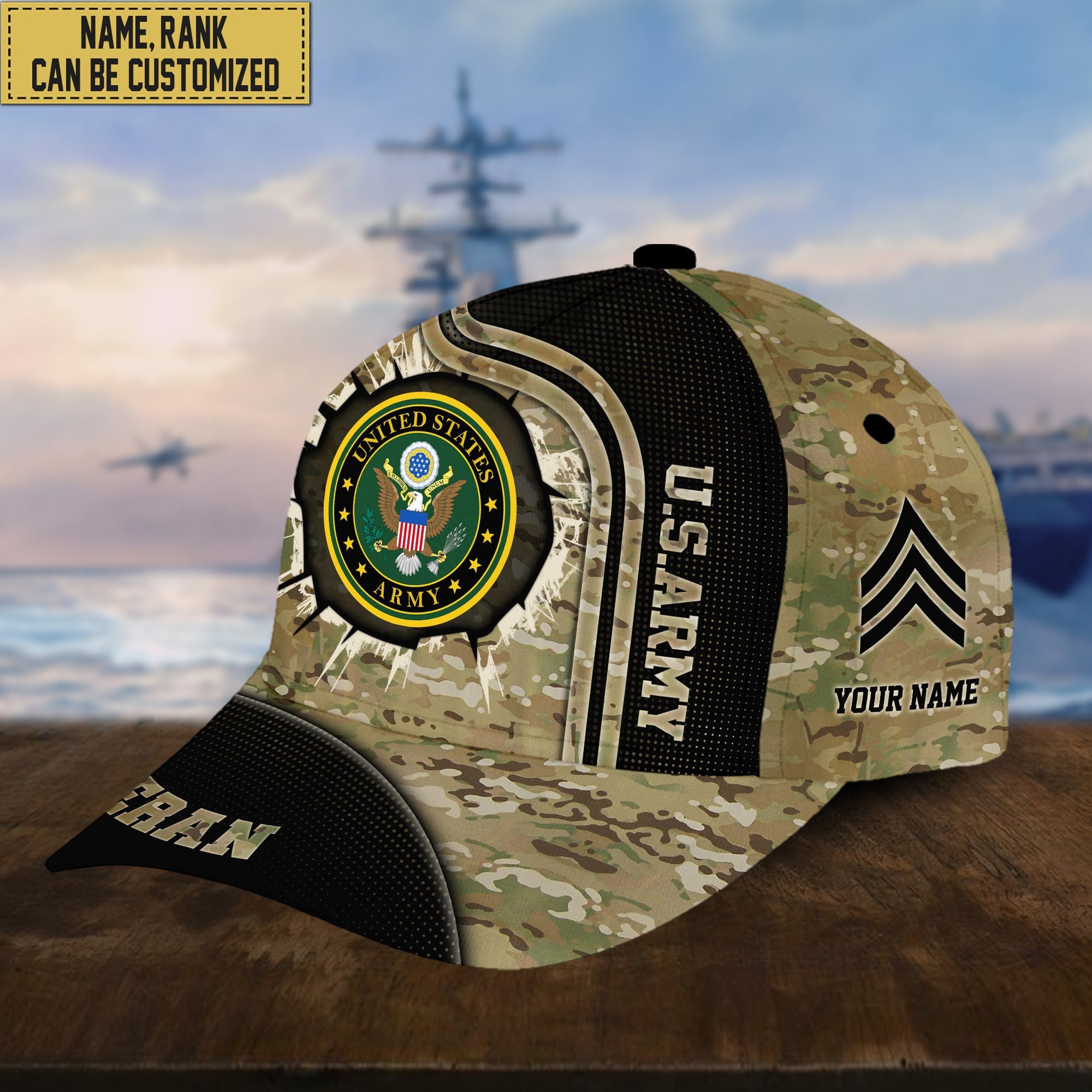 Personalized US Army Hat - Custom Name, Rank, Gift For US Veteran VPVC002001