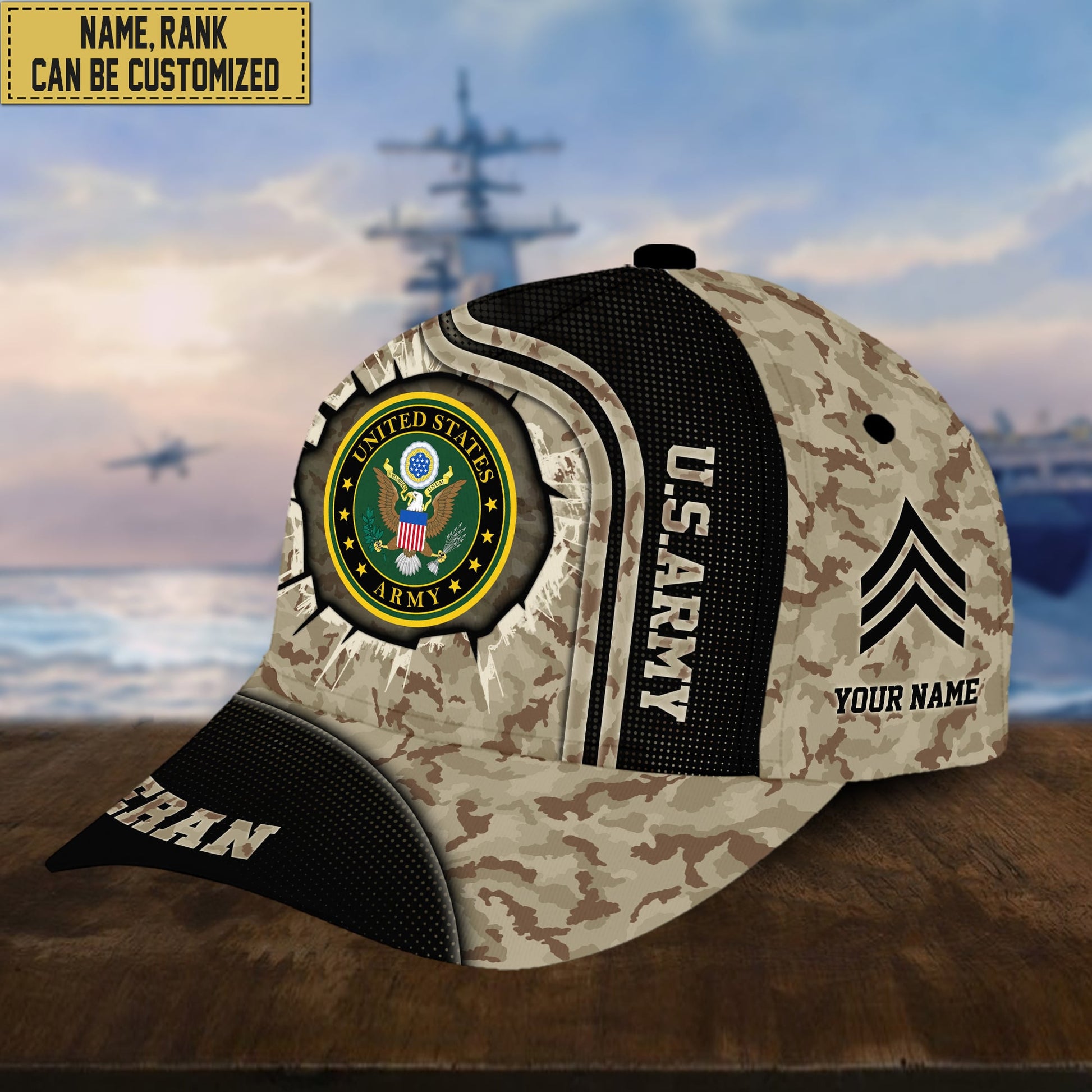 Personalized US Army Hat - Custom Name, Rank, Gift For US Veteran VPVC002001