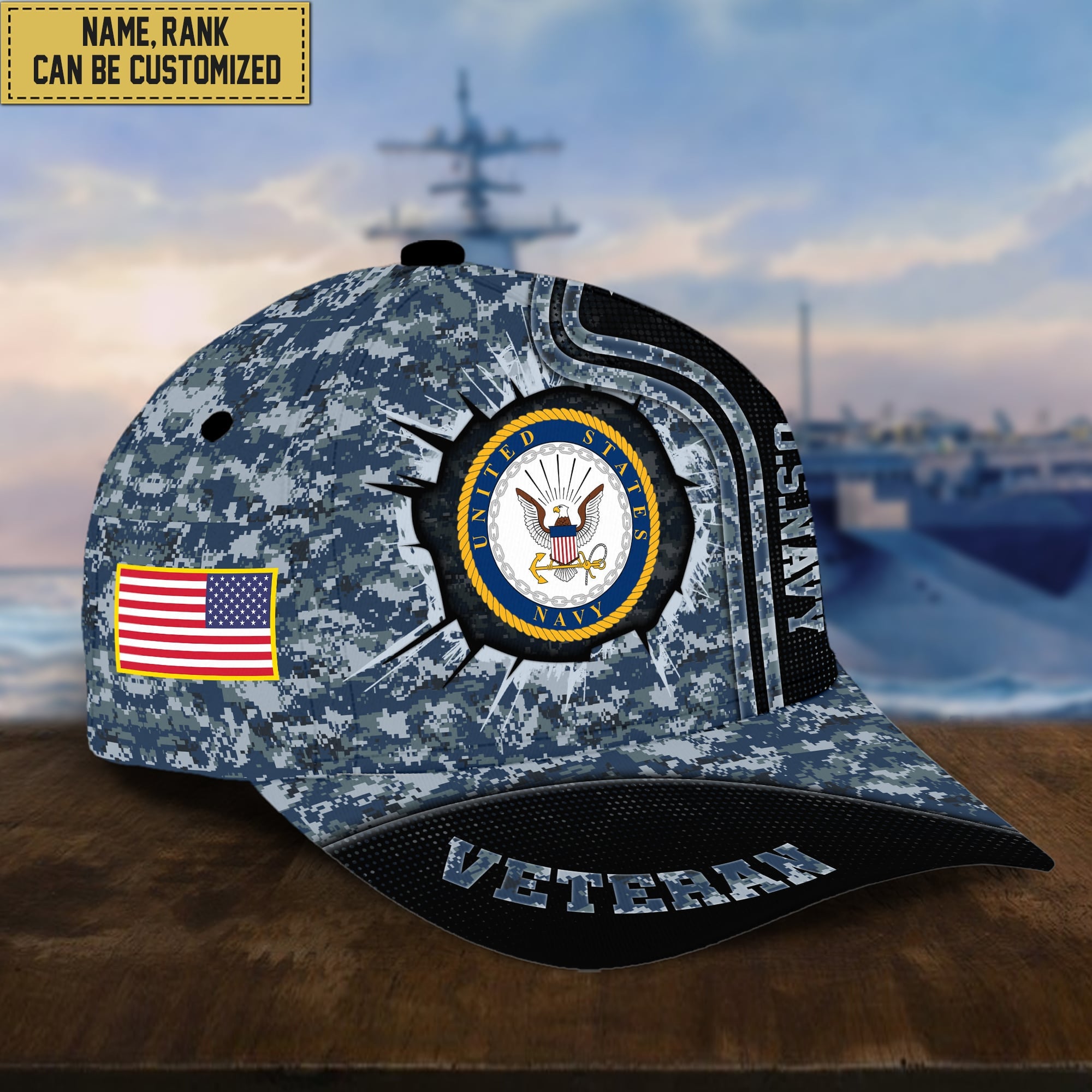 Personalized US Navy Hat - Custom Name, Rank, Gift For US Veteran VPVC002002