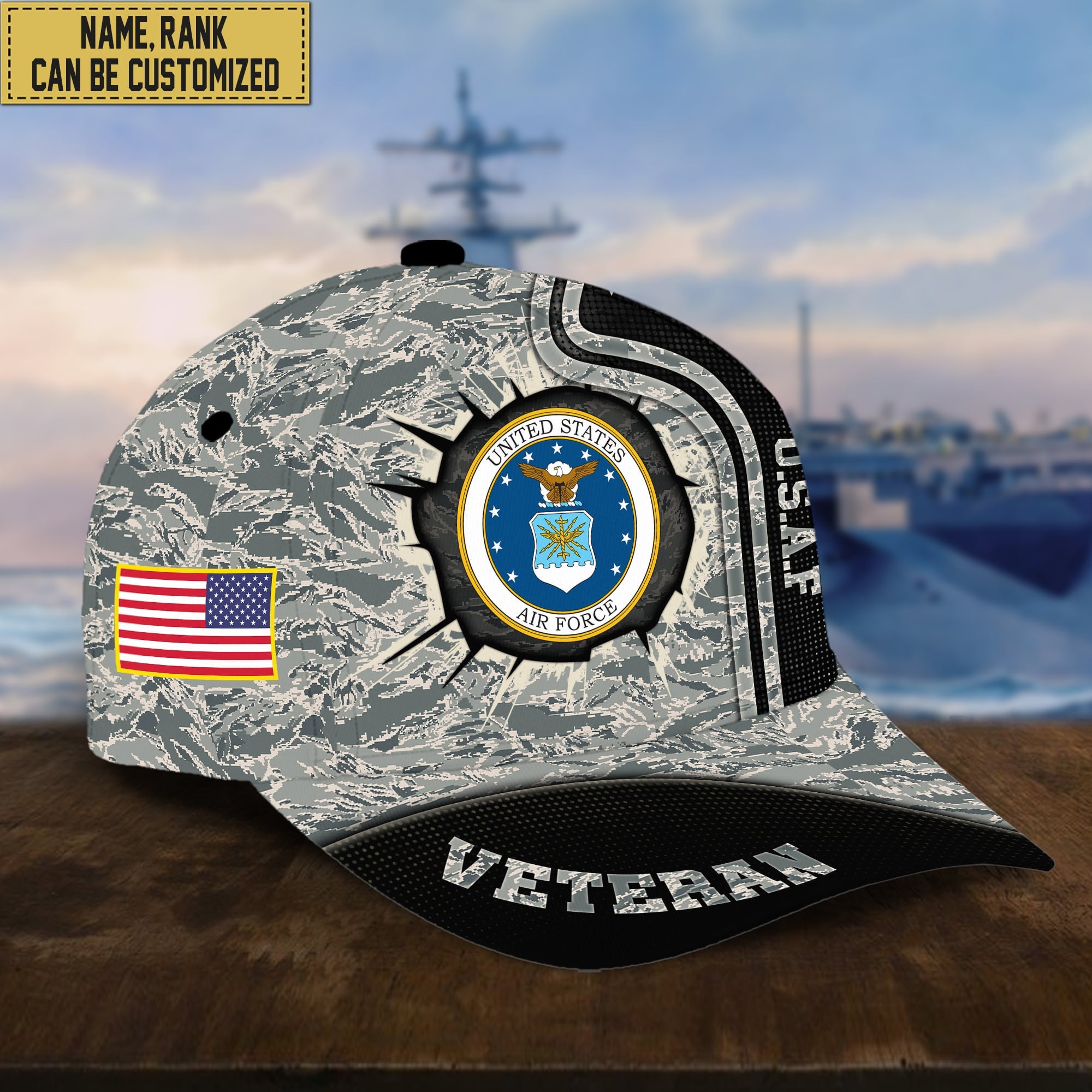 Personalized USAF Hat - Custom Name, Rank, Gift For US Air Force Veteran Cap VPVC002004