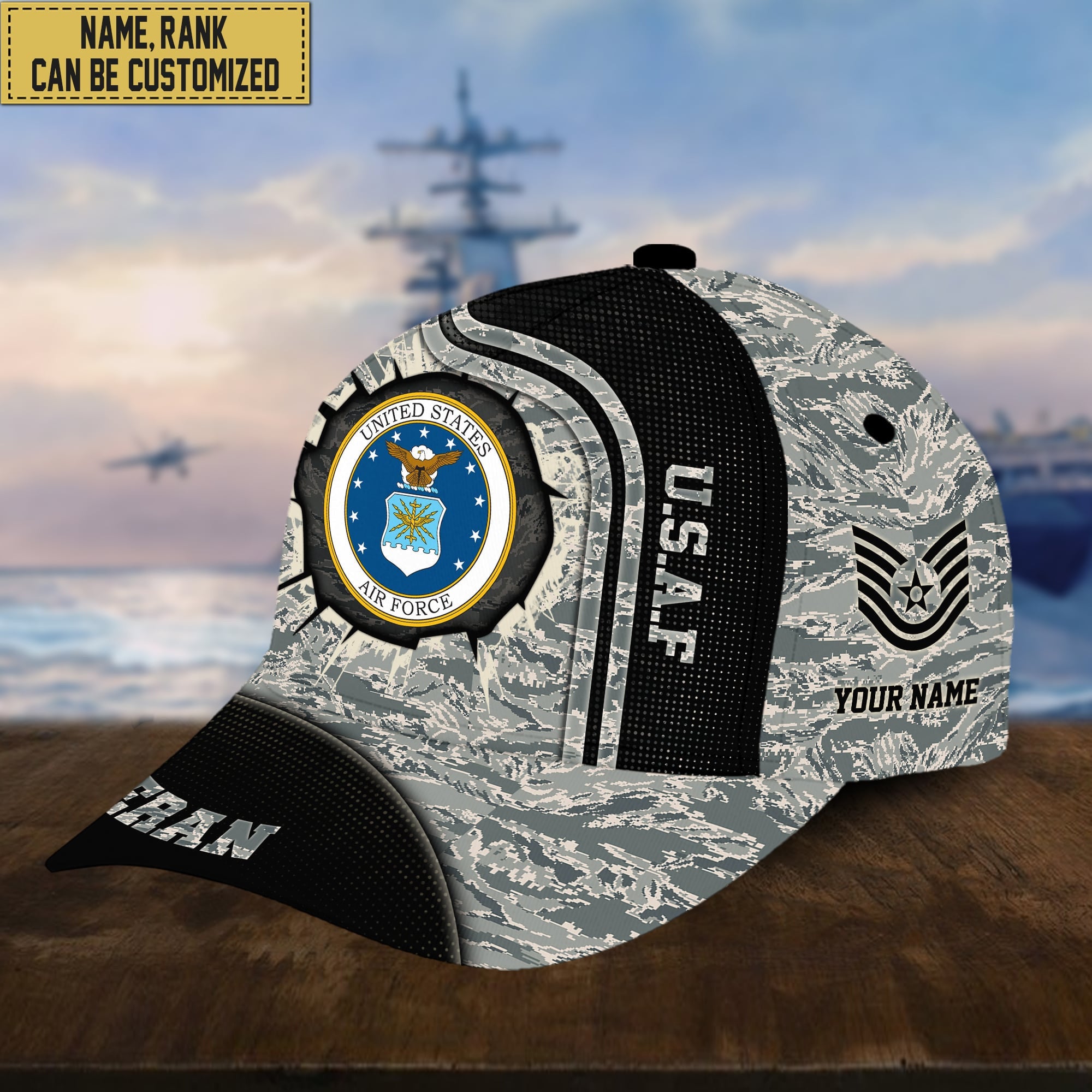 Personalized USAF Hat - Custom Name, Rank, Gift For US Air Force Veteran Cap VPVC002004