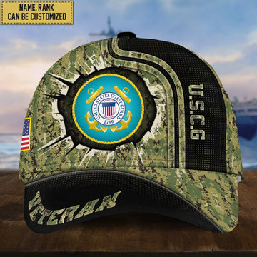 Personalized USCG Hat - Custom Name, Rank, Gift For Coast Guard Veteran, Cap VPVC002005