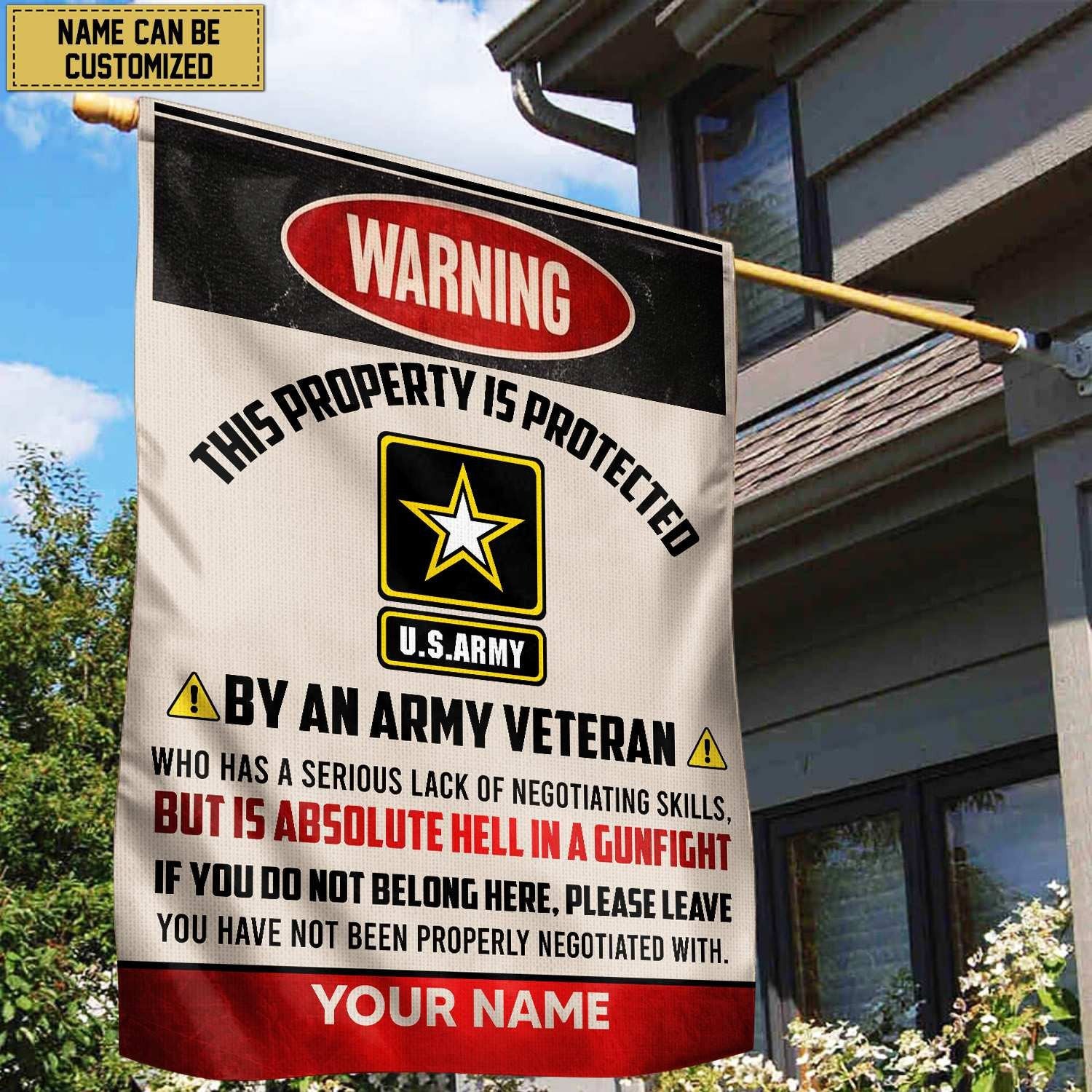 US Army Veteran Custom Name American Flag, Gift For Army Veteran Garden Flag - House Flag VPVC103101
