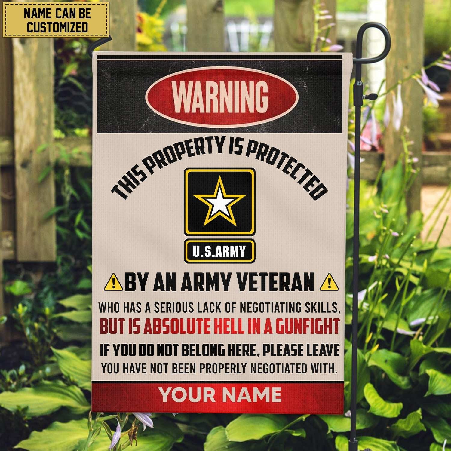 US Army Veteran Custom Name American Flag, Gift For Army Veteran Garden Flag - House Flag VPVC103101