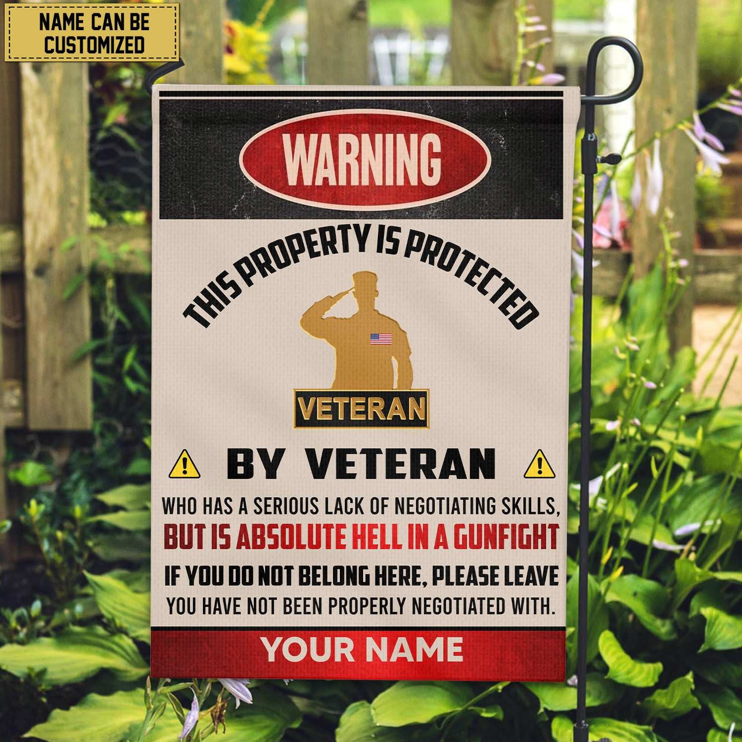 US Veteran Custom Name American Flag, Gift For US Veteran Garden Flag - House Flag VPVC103107