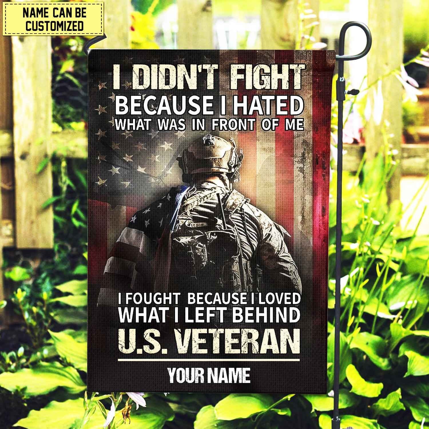US Veteran Custom Name American Flag, Gift For US Veteran Garden Flag - House Flag VPVC103201