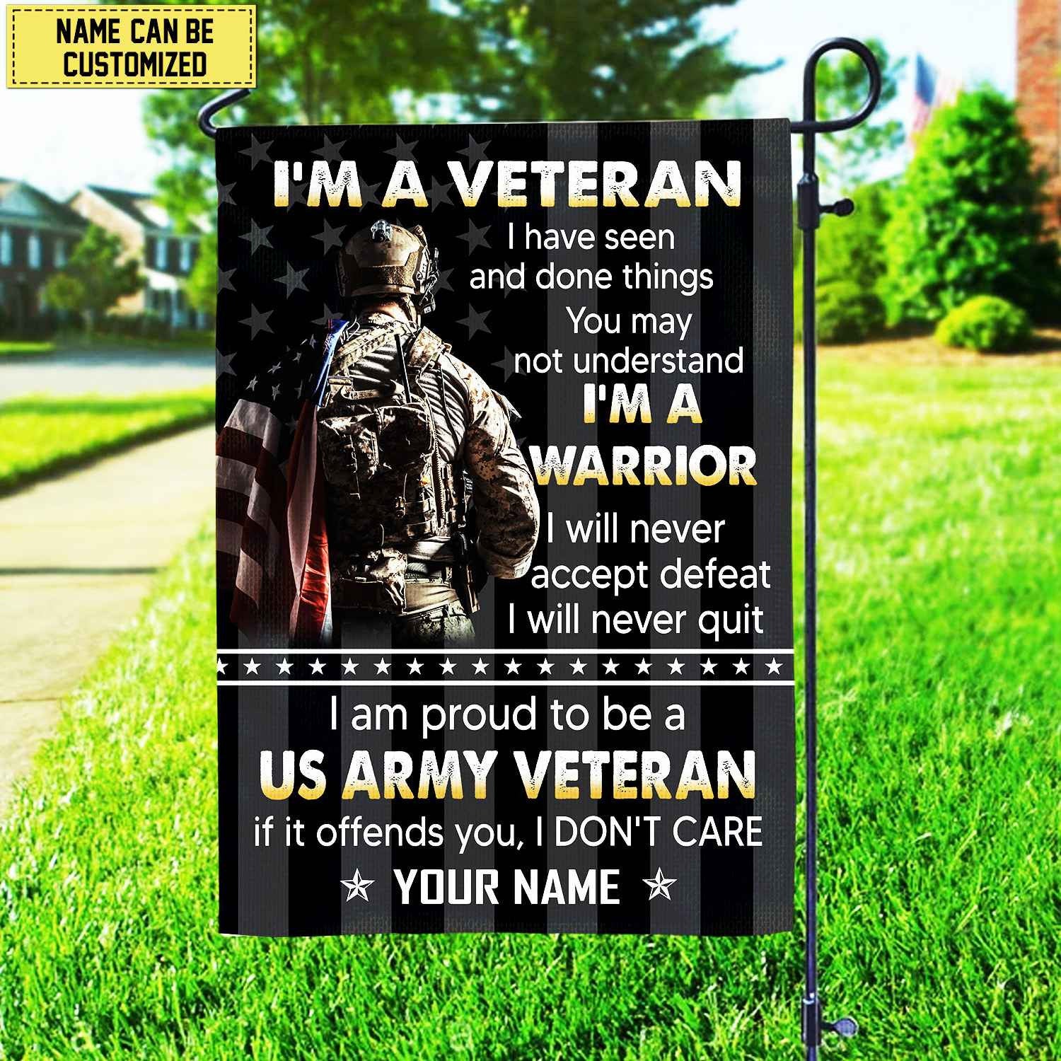 US Army Veteran Custom Name American Flag, Gift For US Veteran Garden Flag - House Flag VPVC103301