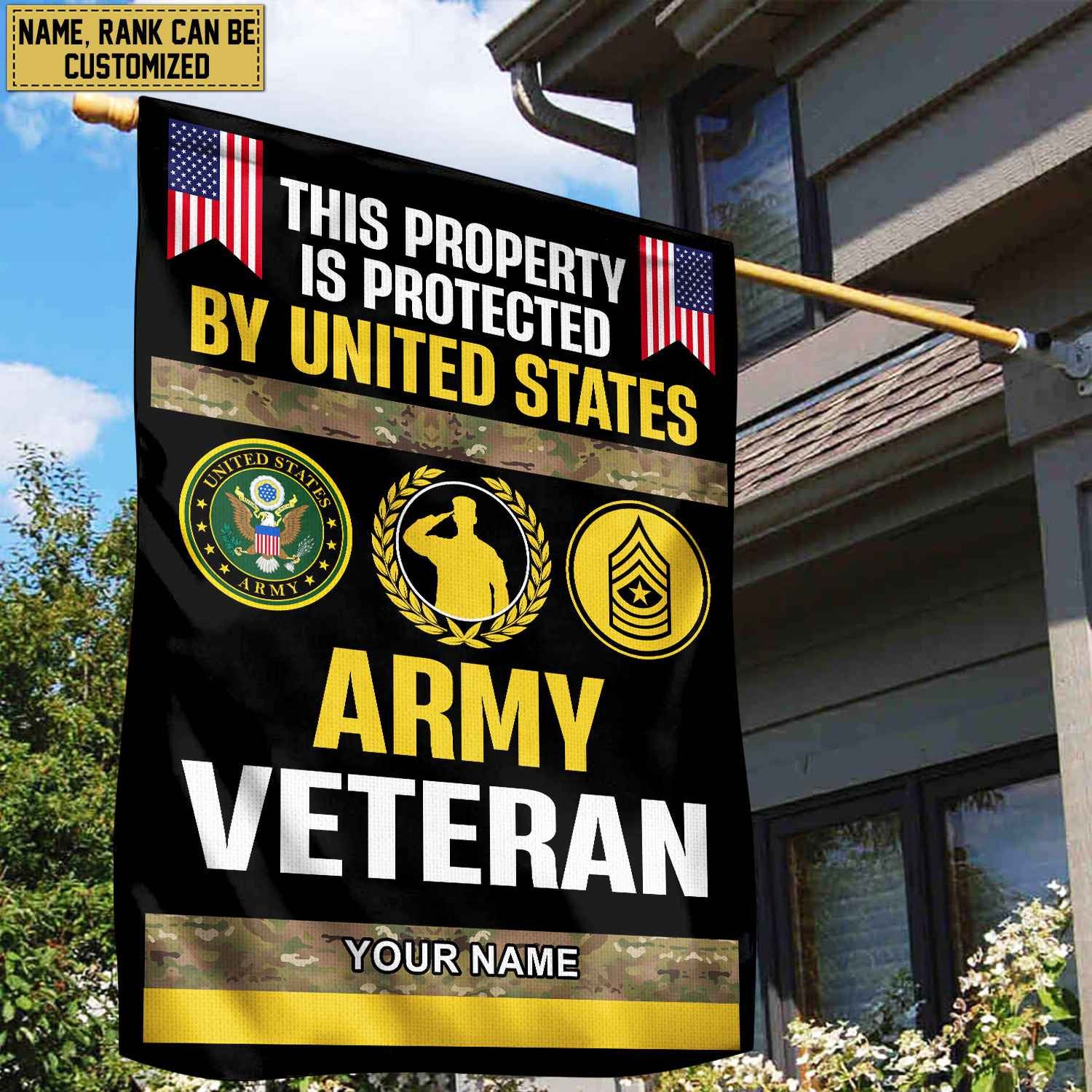 US Army Veteran Personalized American Flag, Gift For Army Veteran, US Veteran Grommet Flag, Garden Flag, House Flag VPVC103601