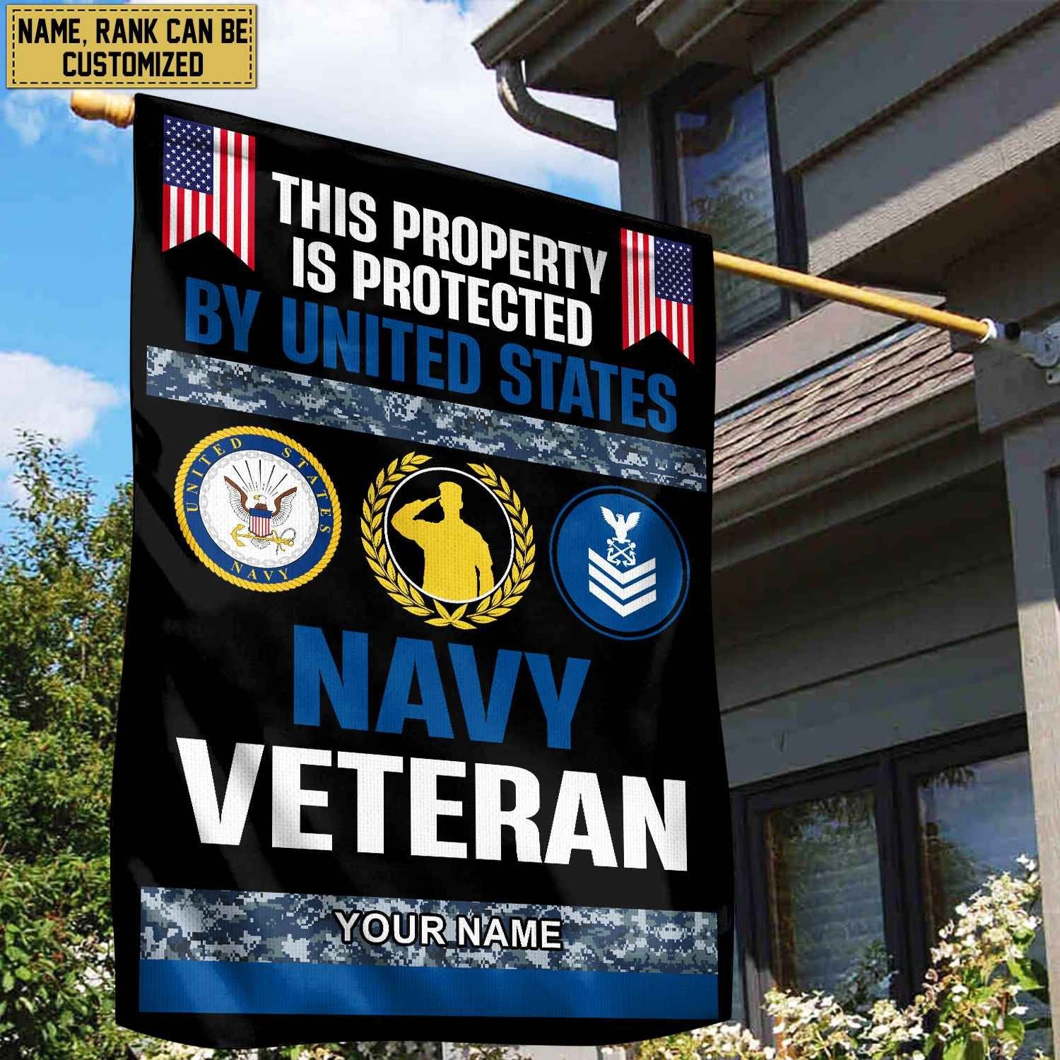 US Navy Veteran Personalized American Flag, Gift For Navy Veteran, US Veteran Grommet Flag, Garden Flag, House Flag VPVC103602
