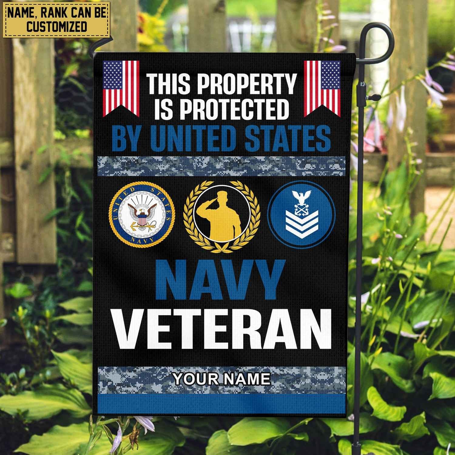 US Navy Veteran Personalized American Flag, Gift For Navy Veteran, US Veteran Grommet Flag, Garden Flag, House Flag VPVC103602