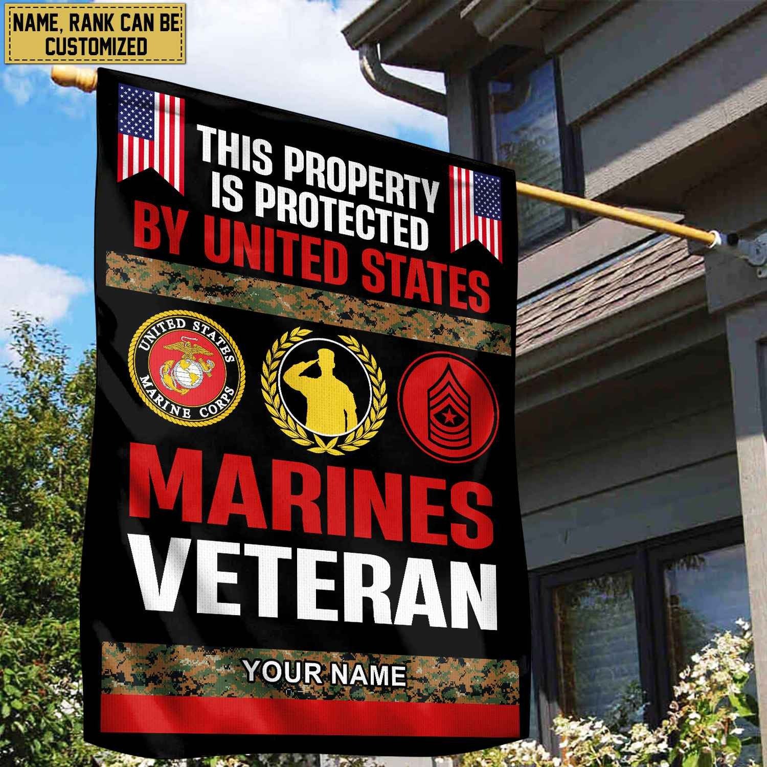 USMC Veteran Personalized American Flag, Gift For Marine Veteran, US Veteran Grommet Flag, Garden Flag, House Flag VPVC103603