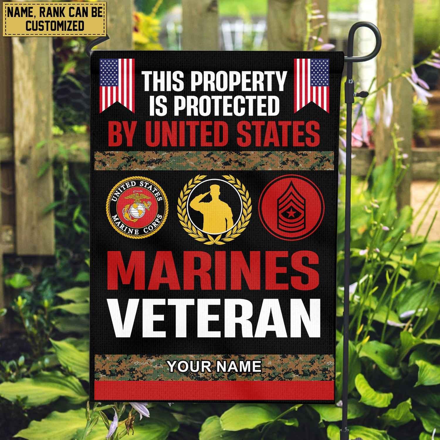 USMC Veteran Personalized American Flag, Gift For Marine Veteran, US Veteran Grommet Flag, Garden Flag, House Flag VPVC103603