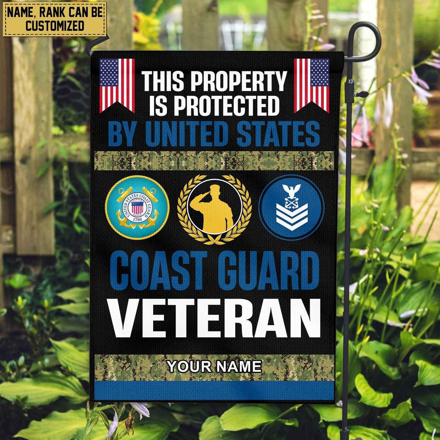 USCG Veteran Personalized American Flag, Gift For Coast Guard Veteran, US Veteran Grommet Flag, Garden Flag, House Flag VPVC103605