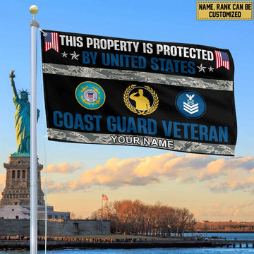 USCG Veteran Personalized American Flag, Gift For Coast Guard Veteran, US Veteran Grommet Flag, Garden Flag, House Flag VPVC103605