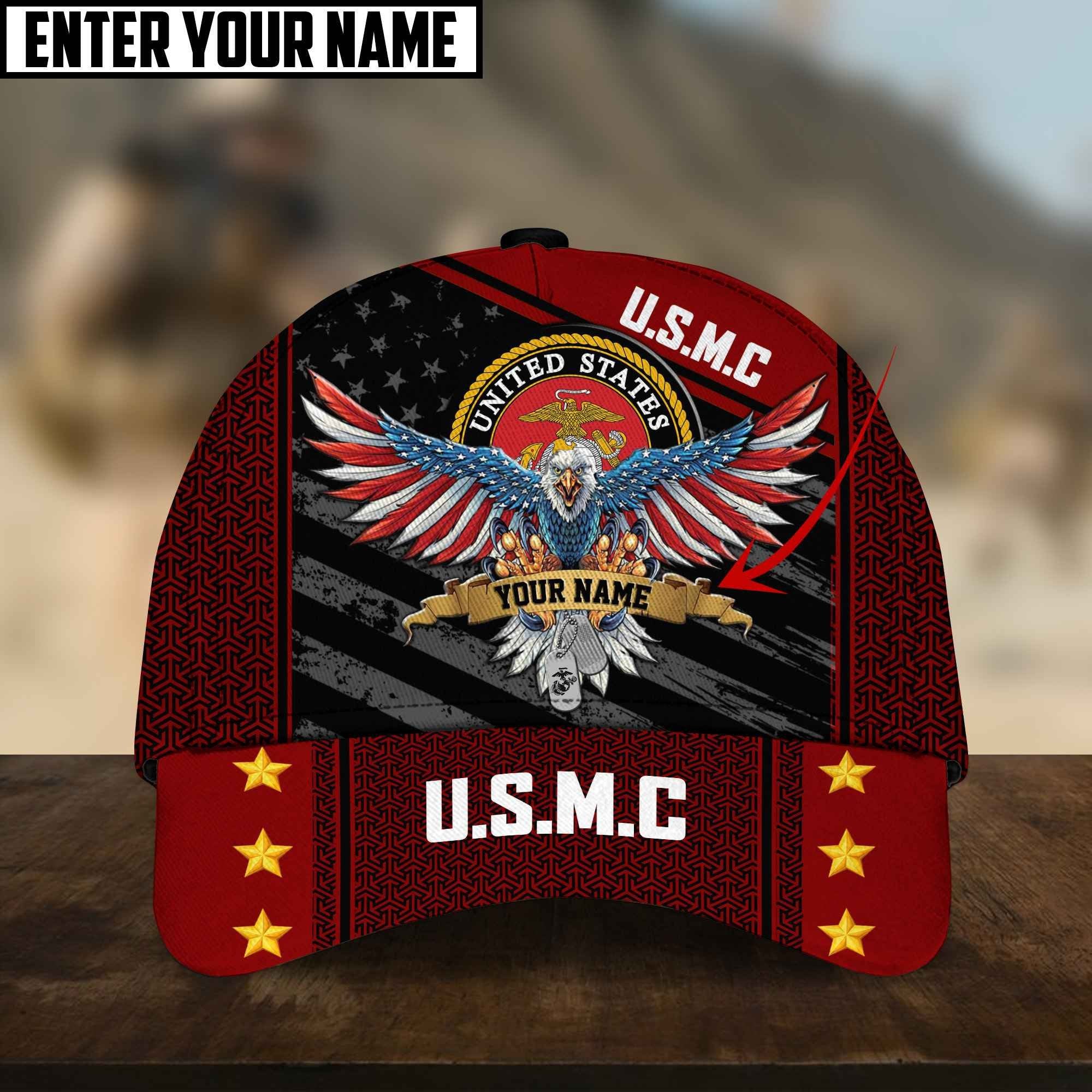 Multiple Color American Veteran Personalize Name Cap PVC091002