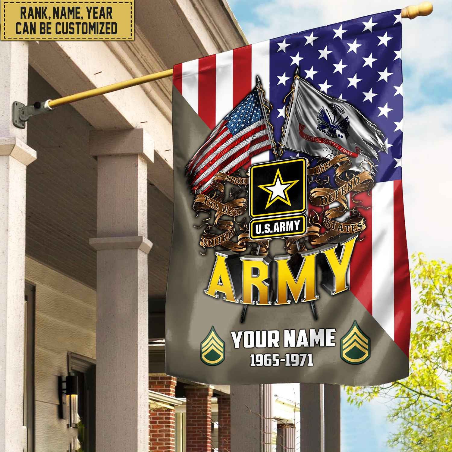 Premium Custom Name, Rank US Army Veteran Flag, Gift For Army Veteran Garden Flag - House Flag VPVC104101
