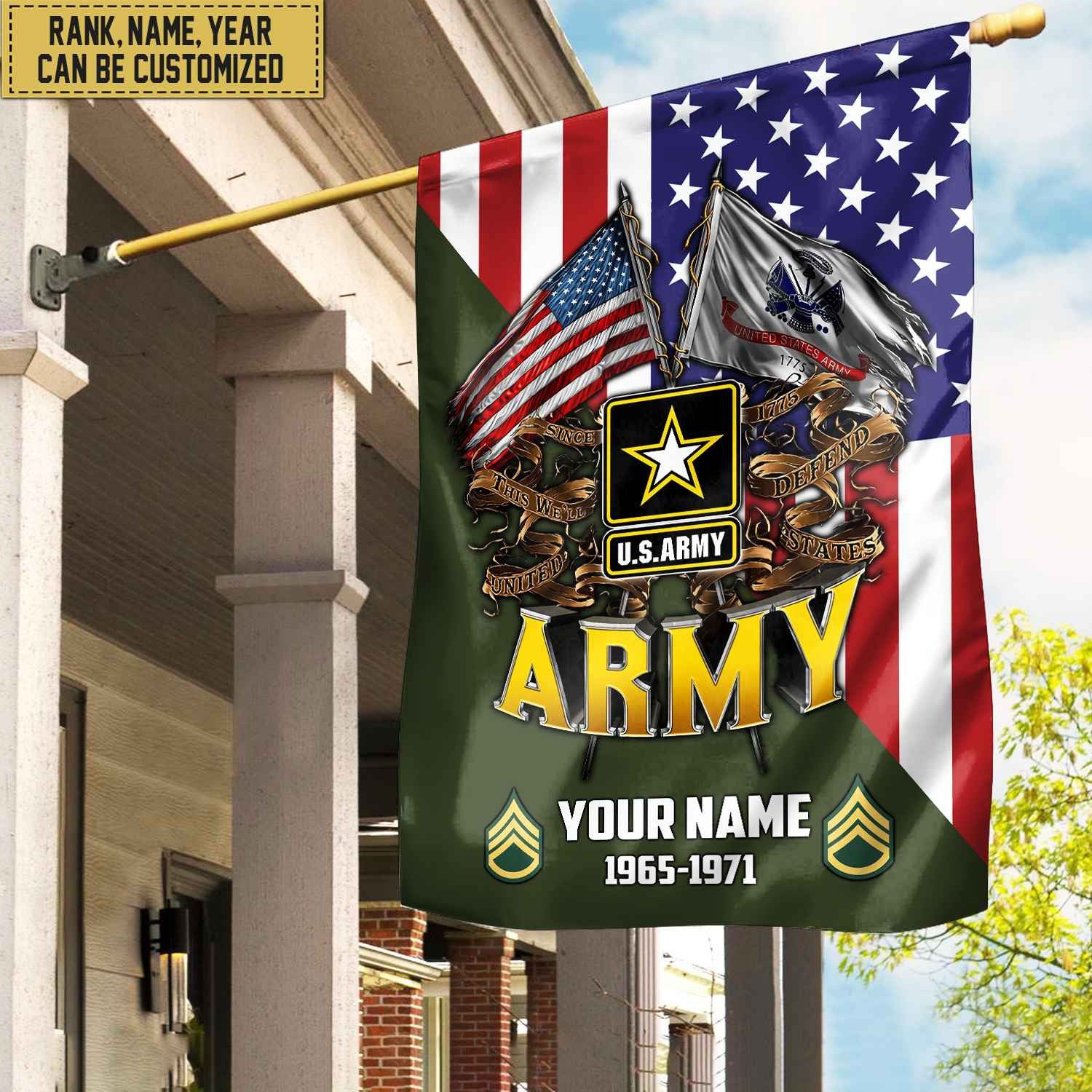 Premium Custom Name, Rank US Army Veteran Flag, Gift For Army Veteran Garden Flag - House Flag VPVC104101