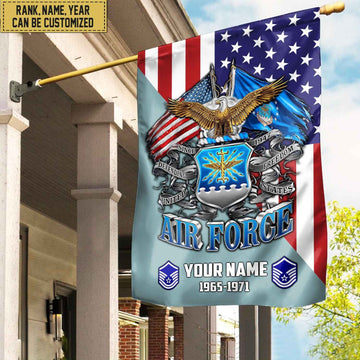 Premium Custom Name, Rank USAF Veteran Flag, Gift For Air Force Veteran Garden Flag - House Flag VPVC104104