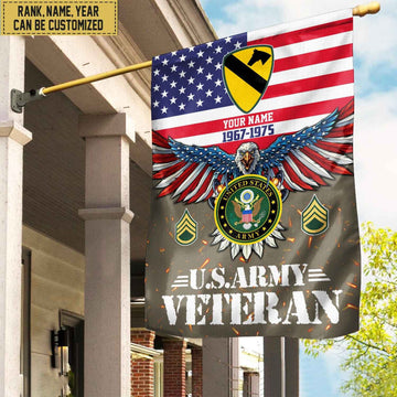 US Army Veteran Flag, Custom Name, Rank, Unit Gift For Army Veteran Garden Flag - House Flag VPVC104401