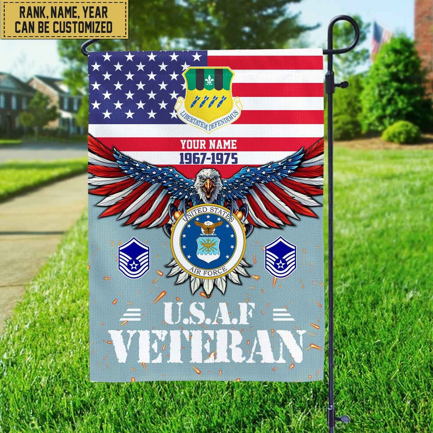 USAF Veteran Flag, Custom Name, Rank, Unit Gift For Air Force Veteran Garden Flag - House Flag VPVC104404
