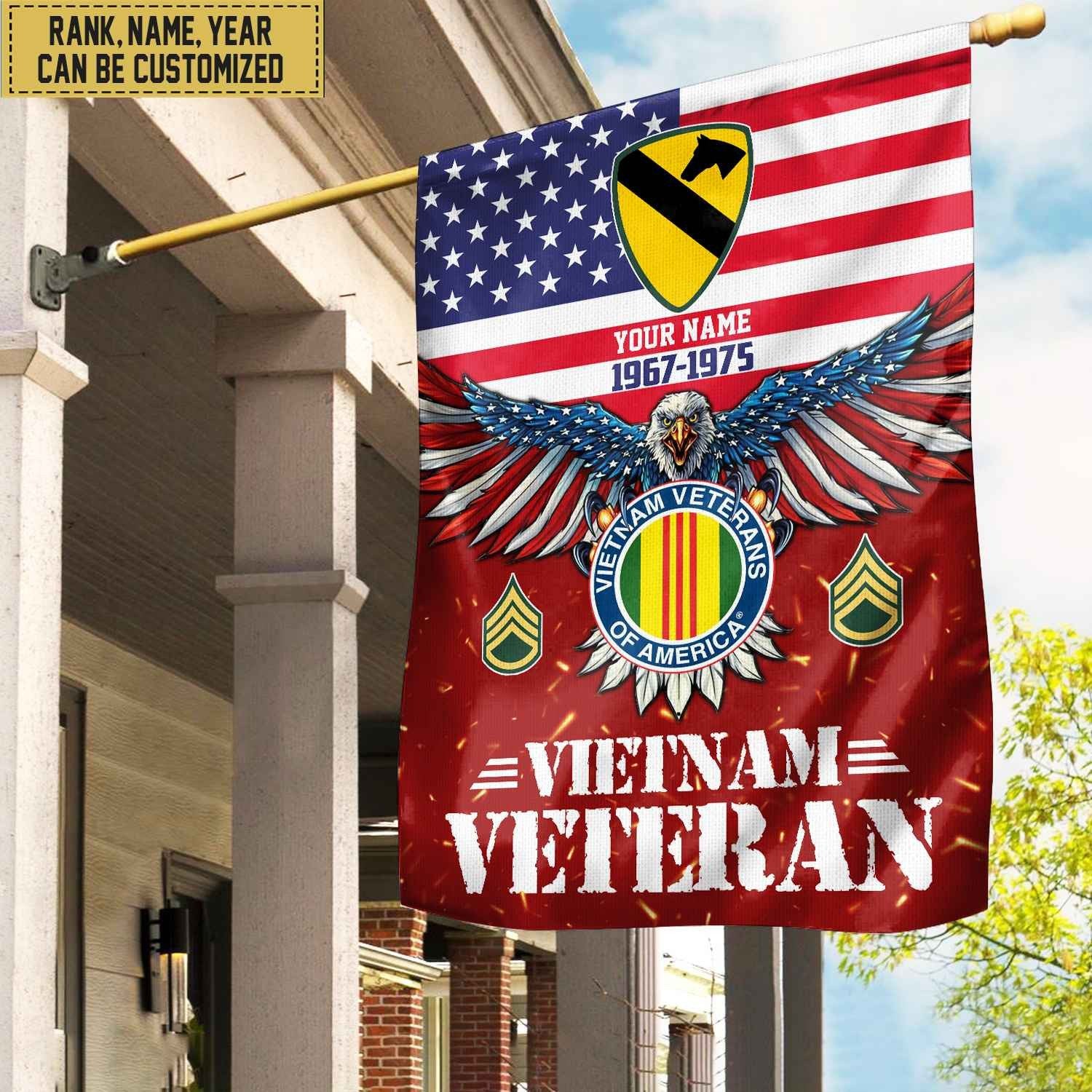 Vietnam Veteran Flag, Custom Name, Rank, Unit Gift For Vietnam Veteran Garden Flag - House Flag VPVC104406
