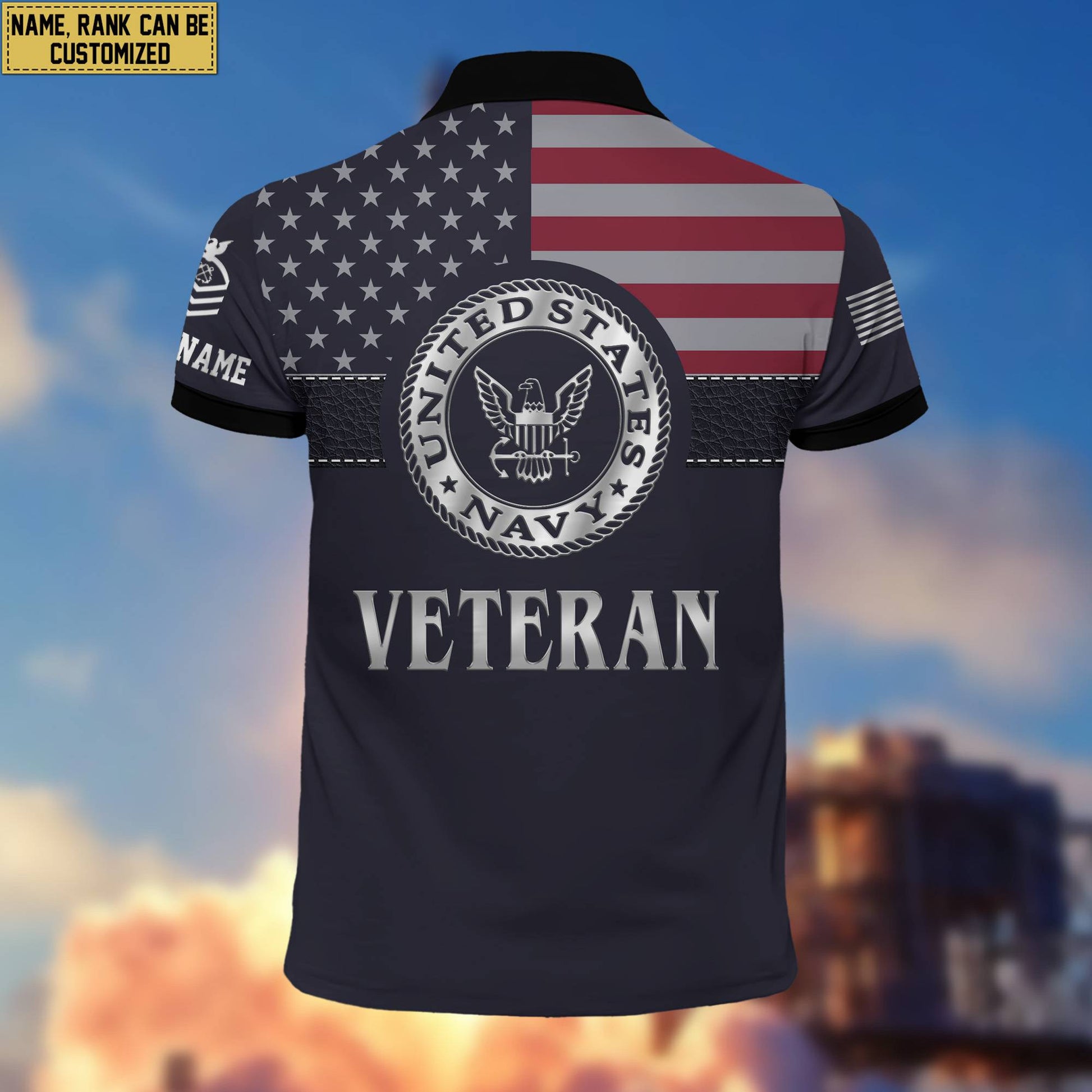 US Navy Polo Shirt, Custom Name, Rank VPVC200002