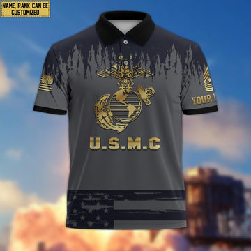 USMC Short Sleeve Polo Shirt For Men, Veteran's Day Gift For Marine Veteran VPVC200103
