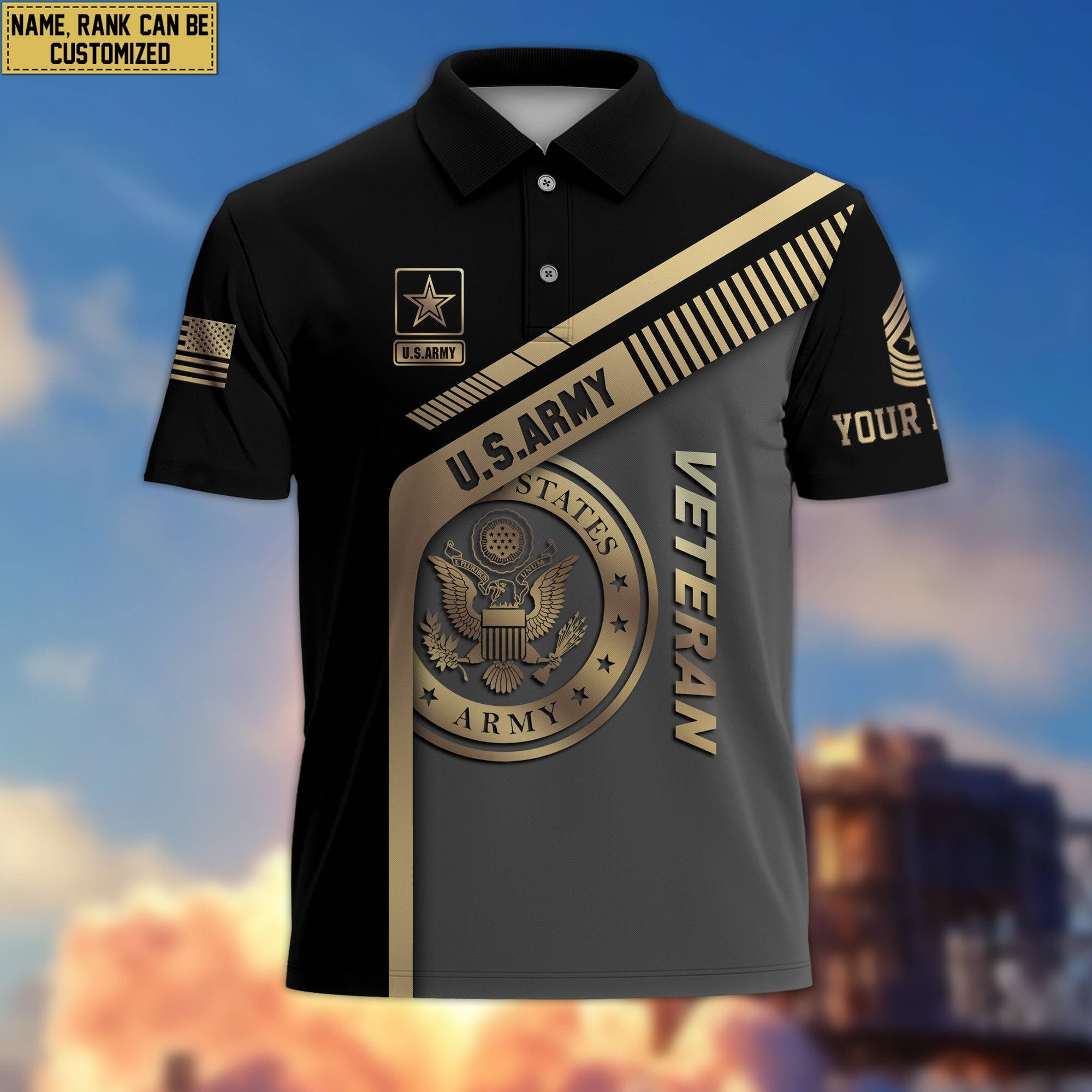 US Army Veteran Personalized Short Sleeve Polo Shirt, Veteran's Day Gift VPVC200201