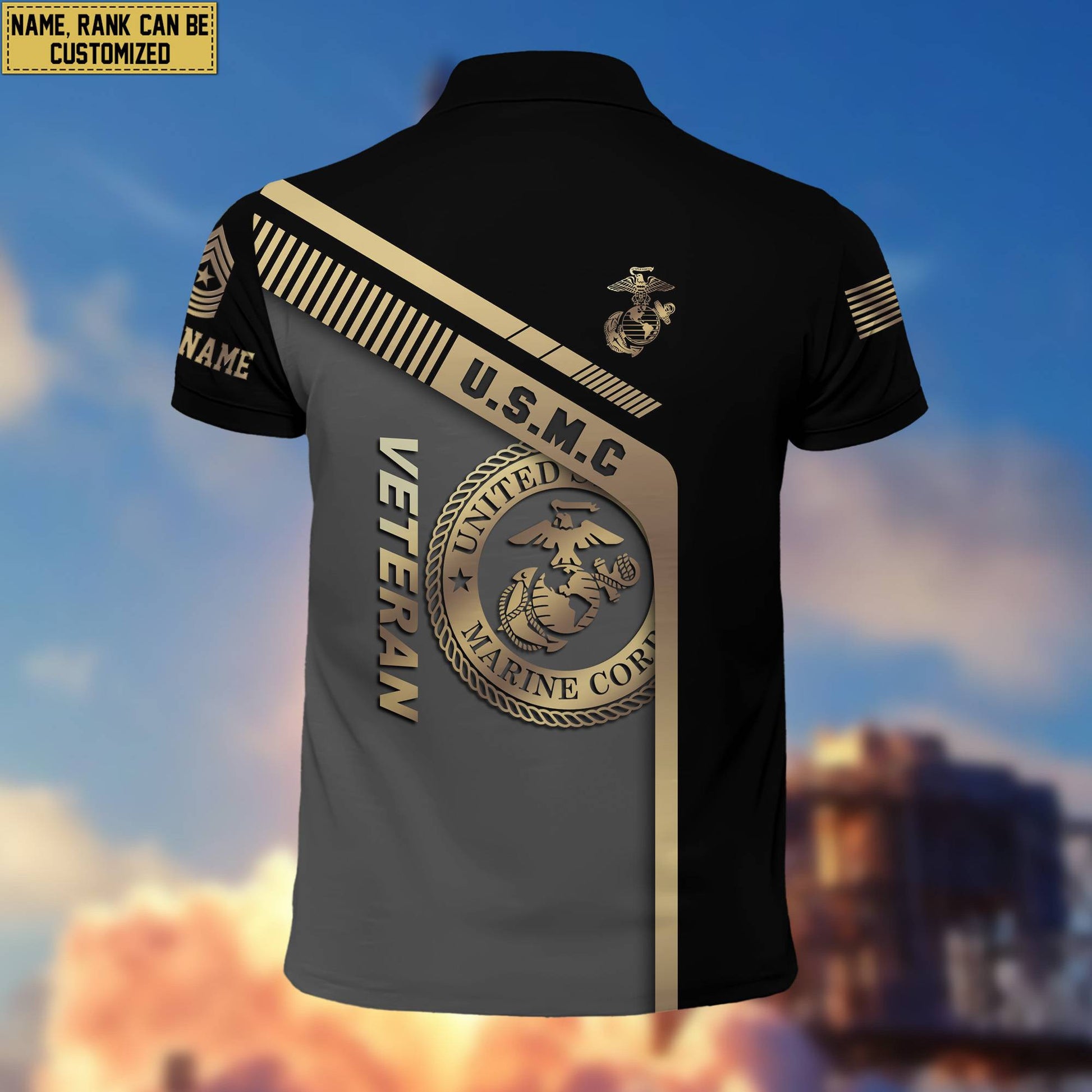 USMC Veteran Personalized Short Sleeve Polo Shirt, Gift For Marine Veteran VPVC200203