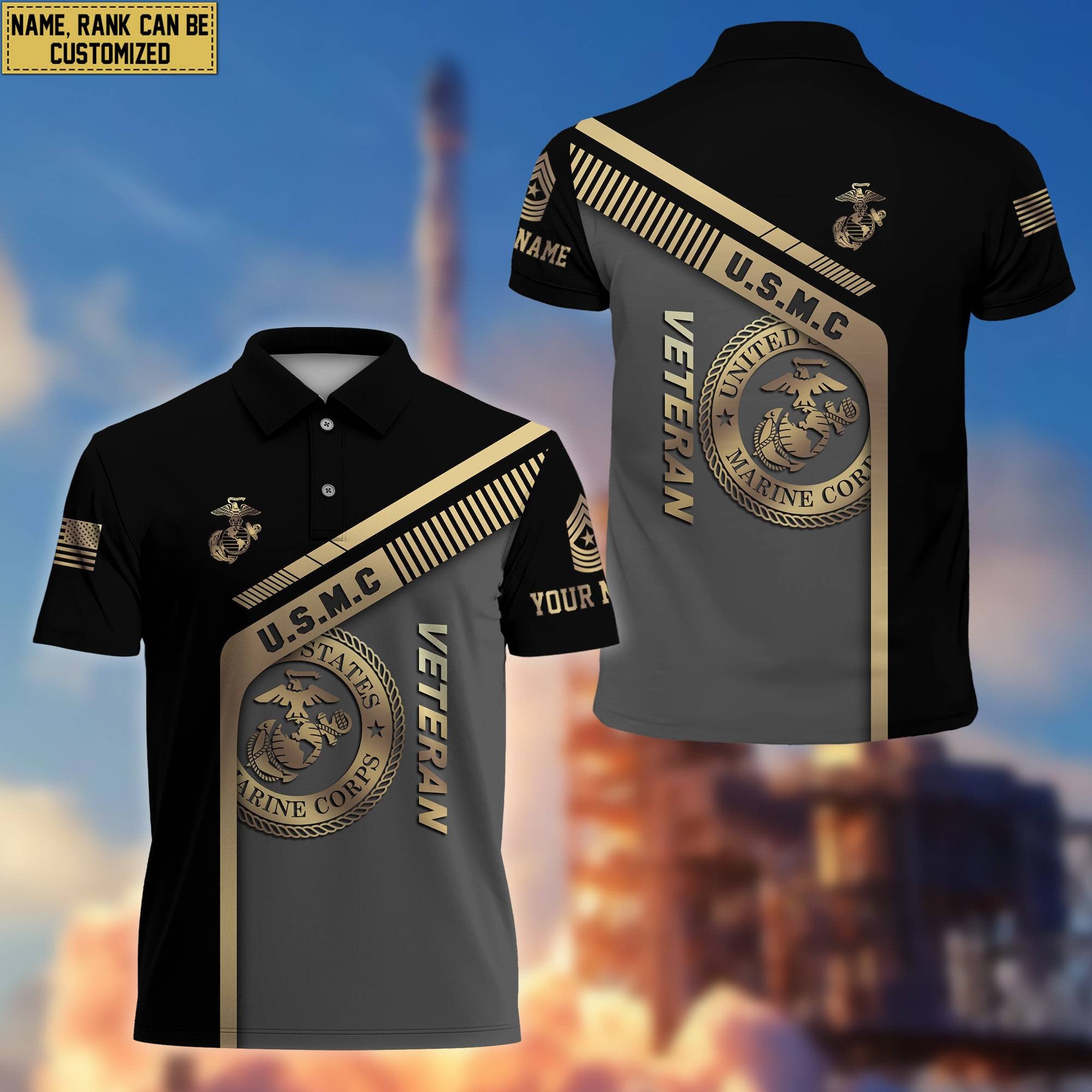 USMC Veteran Personalized Short Sleeve Polo Shirt, Gift For Marine Veteran VPVC200203