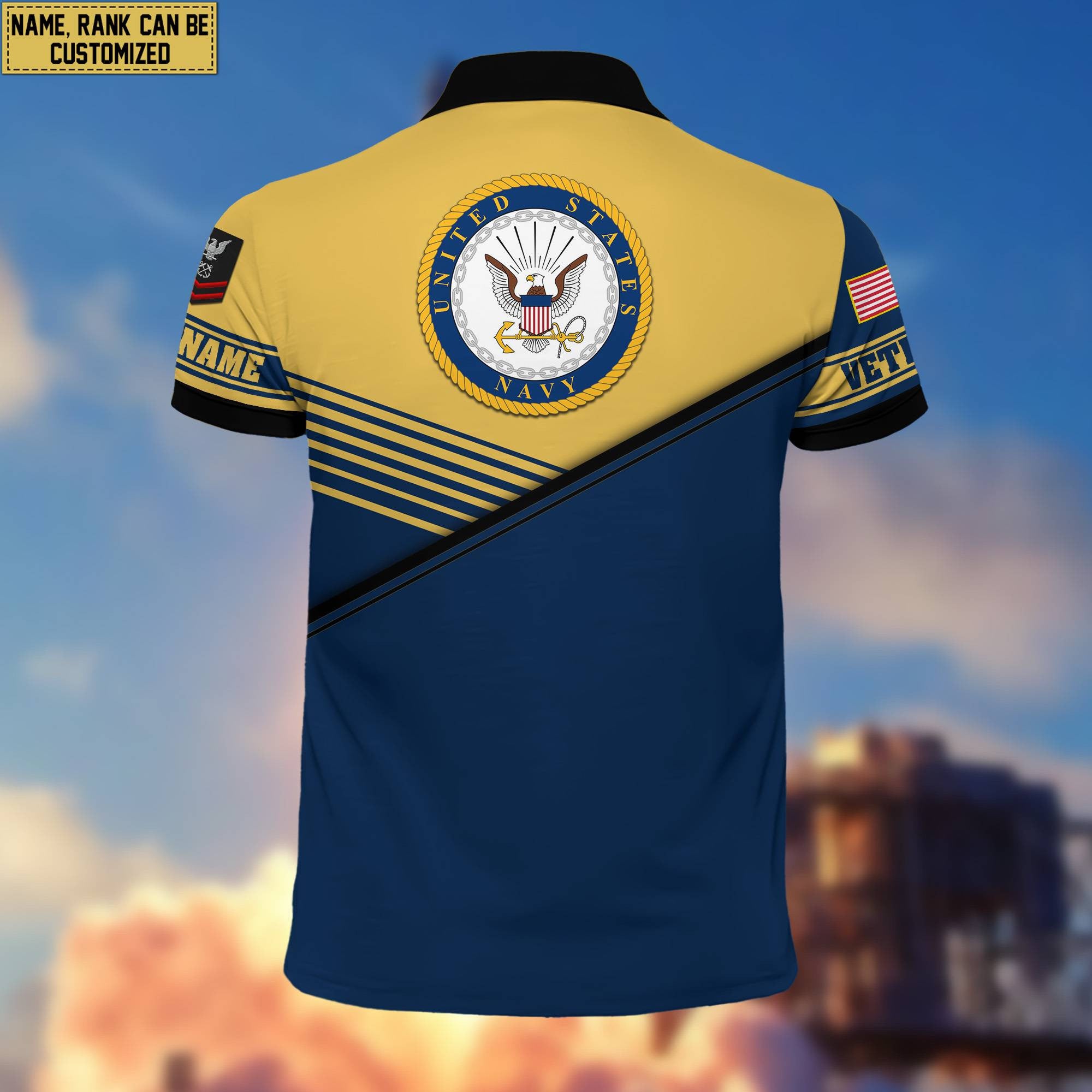 US Navy Short Sleeve Polo Shirt, Custom Name, Rank Gift For US Veteran VPVC200302