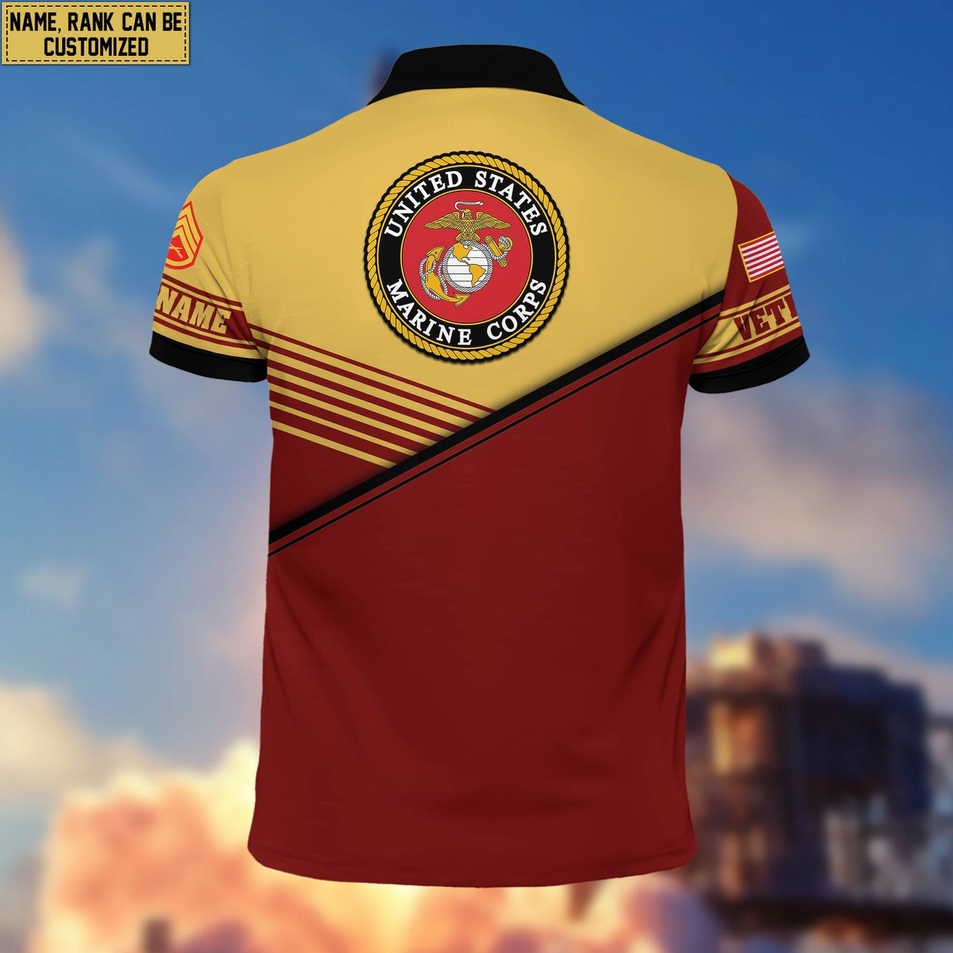 USMC Short Sleeve Polo Shirt, Custom Name, Rank Gift For Marine Veteran VPVC200303