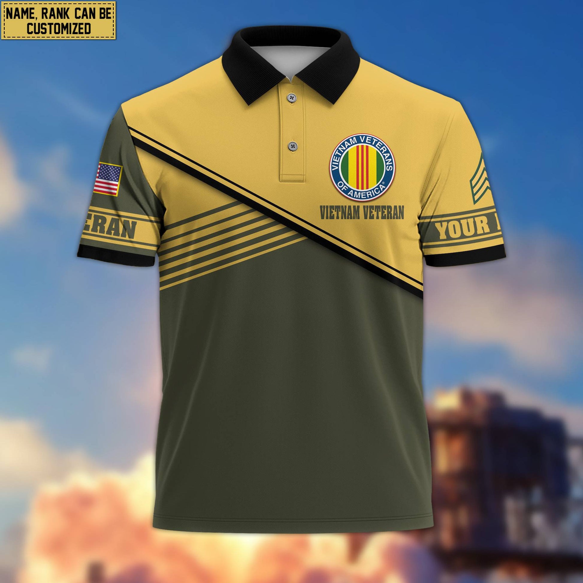 Vietnam Veteran Short Sleeve Polo Shirt, Custom Name, Rank Gift For Vietnam Veteran VPVC200306