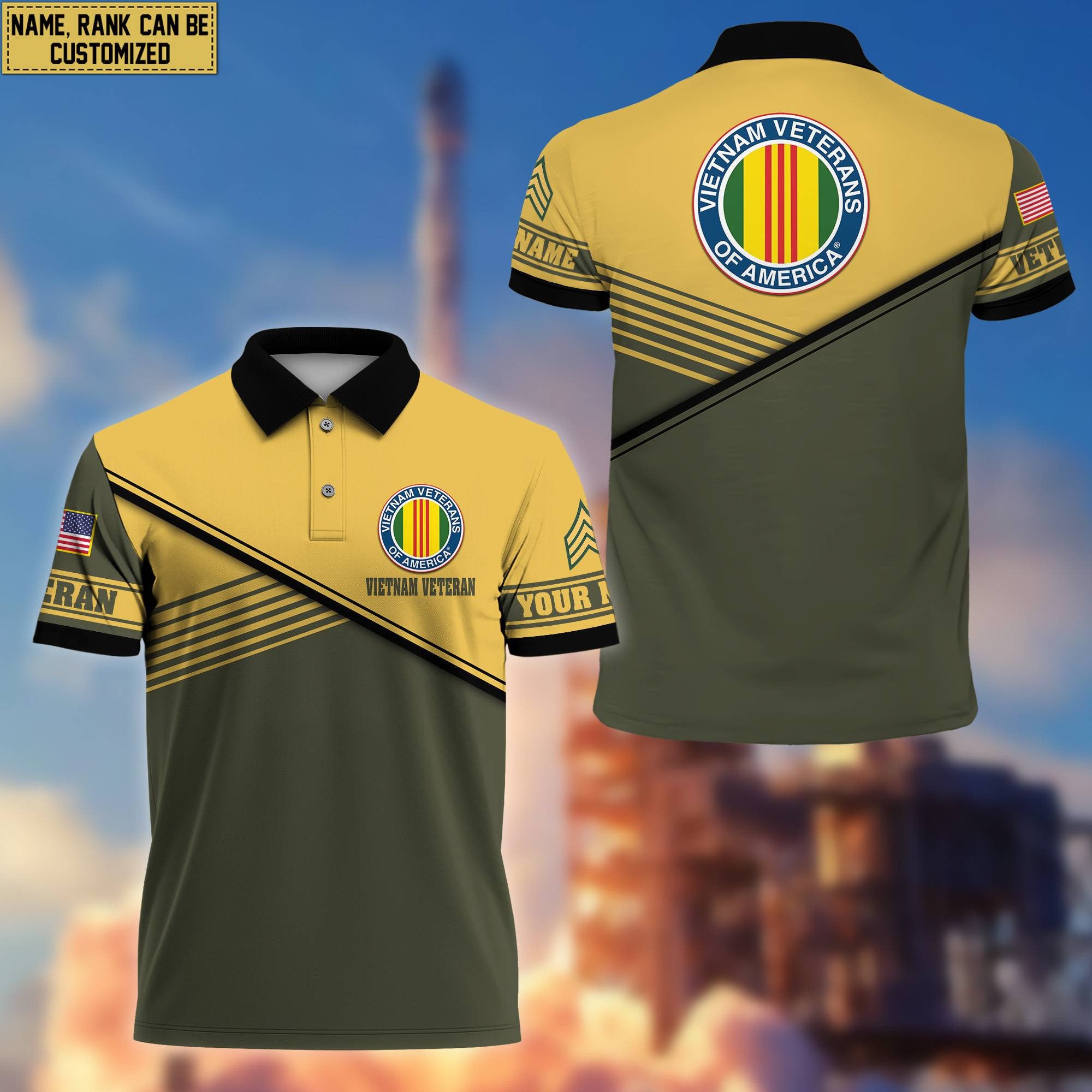 Vietnam Veteran Short Sleeve Polo Shirt, Custom Name, Rank Gift For Vietnam Veteran VPVC200306