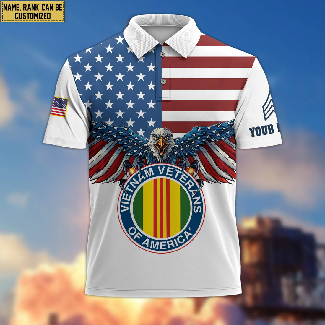 Premium Vietnam Veteran Polo Shirt, Custom Name, Rank Gift For Veteran VPVC200406
