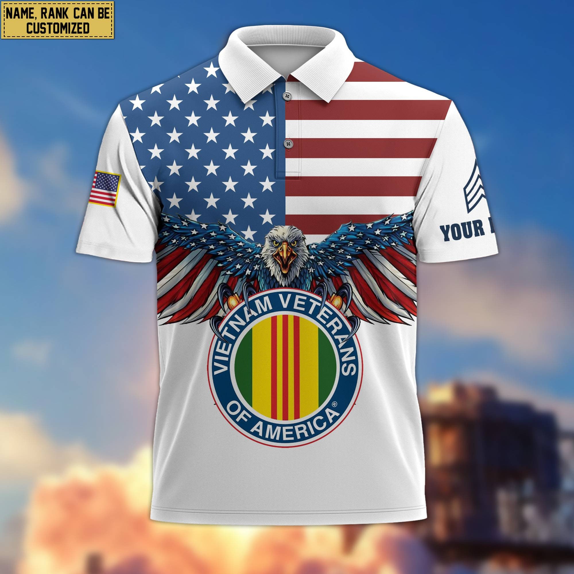 Premium Vietnam Veteran Polo Shirt, Custom Name, Rank Gift For Veteran VPVC200406