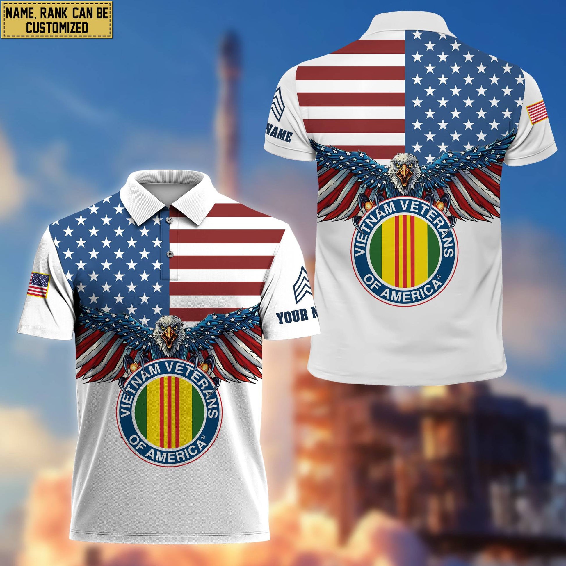 Premium Vietnam Veteran Polo Shirt, Custom Name, Rank Gift For Veteran VPVC200406