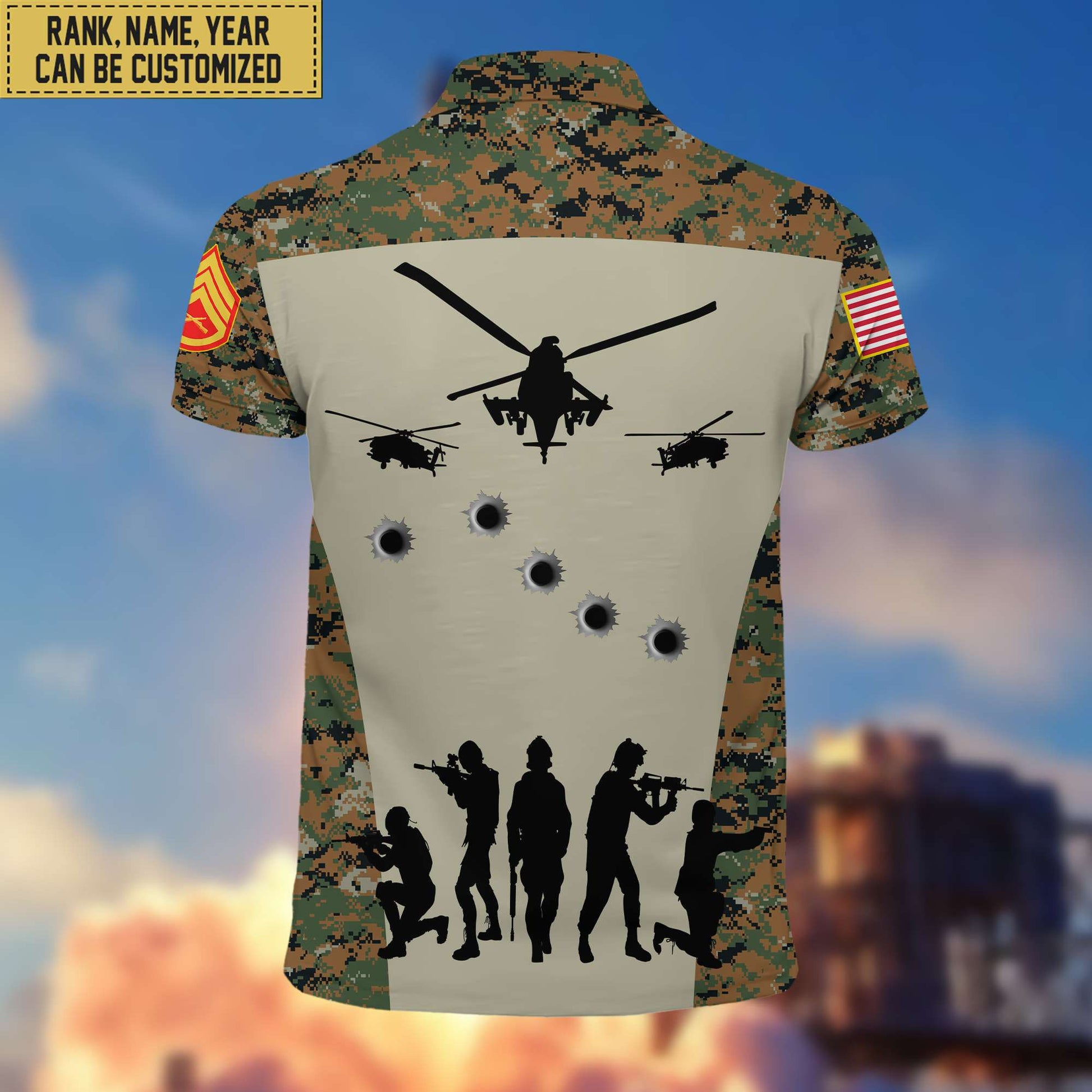 Premium USMC Polo Shirt, Custom Name, Rank Gift For Marine Veteran VPVC201103