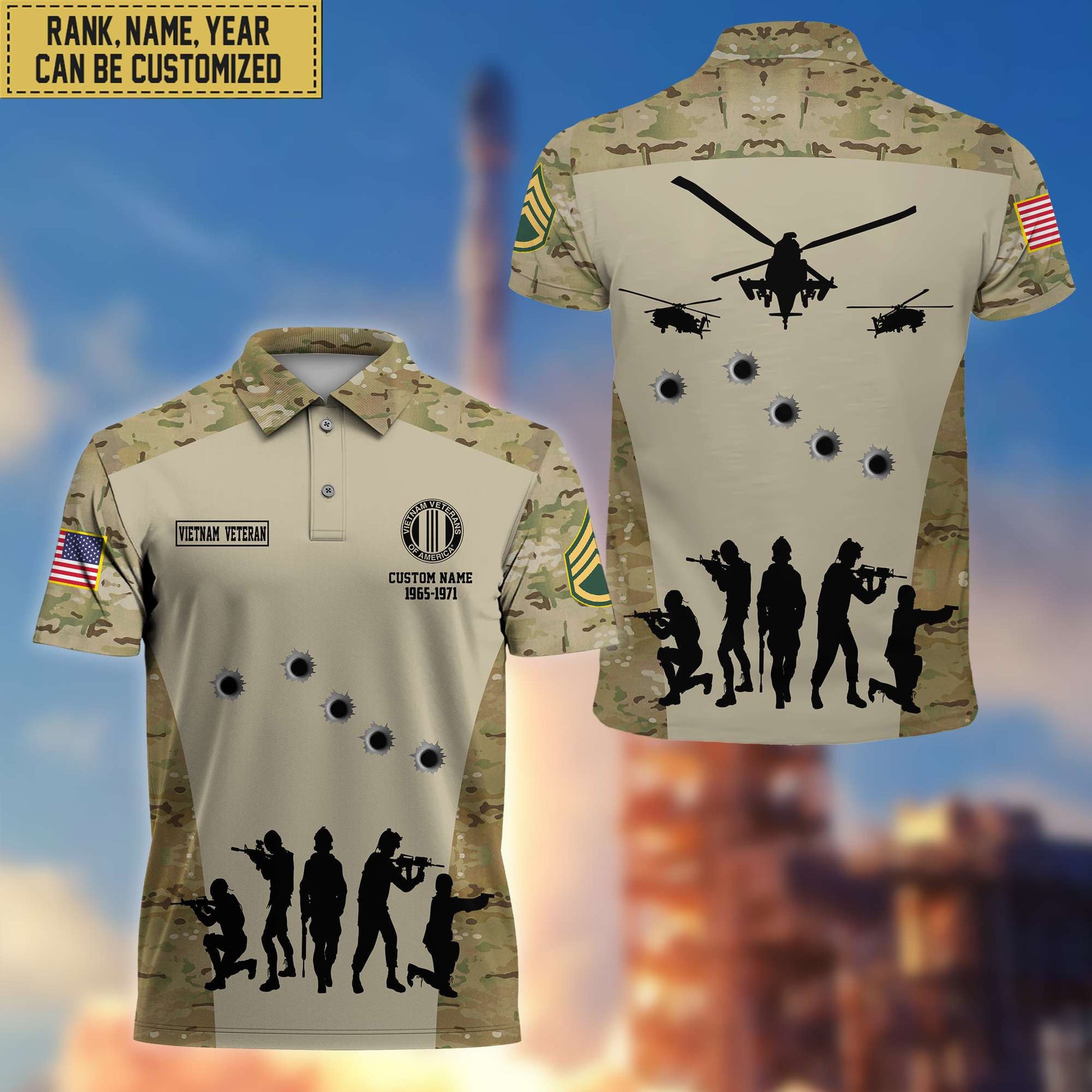 Premium Vietnam Veteran Polo Shirt, Custom Name, Rank Gift For Vietnam Veteran VPVC201106