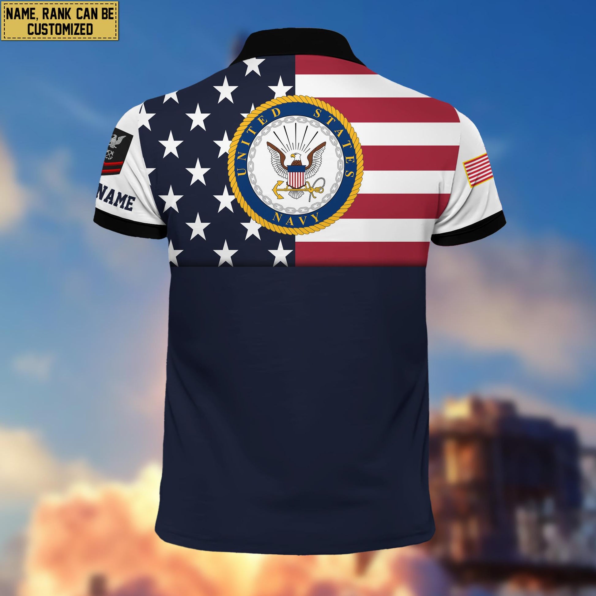 US Navy Veteran Polo Shirt, Custom Name, Rank Gift For US Veteran VPVC200502