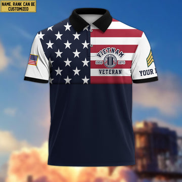 Vietnam Veteran Polo Shirt, Custom Name, Rank Gift For Vietnam Veteran VPVC200506