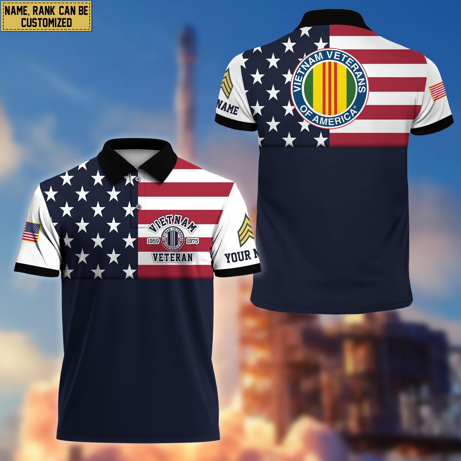 Vietnam Veteran Polo Shirt, Custom Name, Rank Gift For Vietnam Veteran VPVC200506